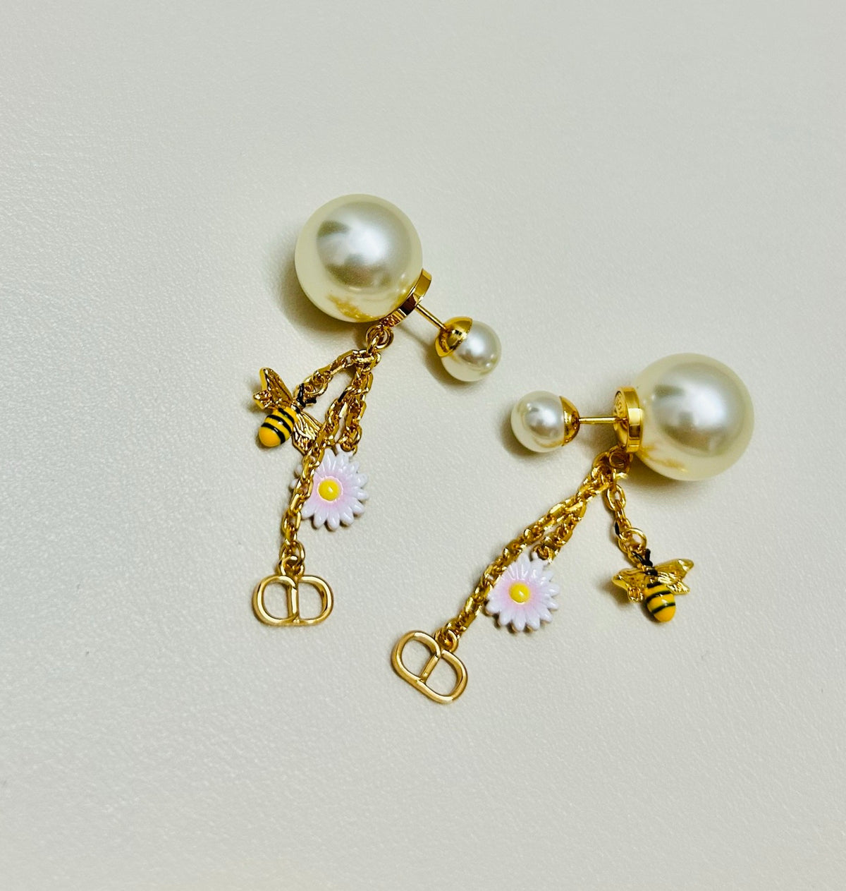 Graphic Letter Motif Statement Earrings in Polished Metal-Tone – Design 018 side detail