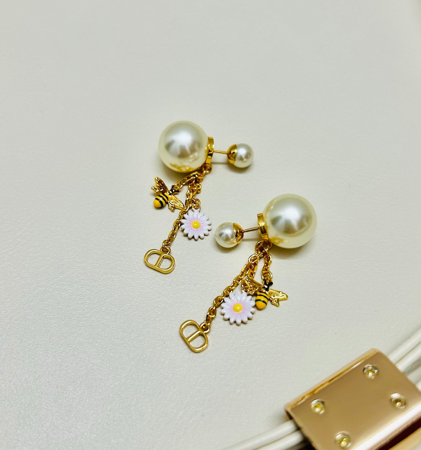 Graphic Letter Motif Statement Earrings in Polished Metal-Tone – Design 018 styled view