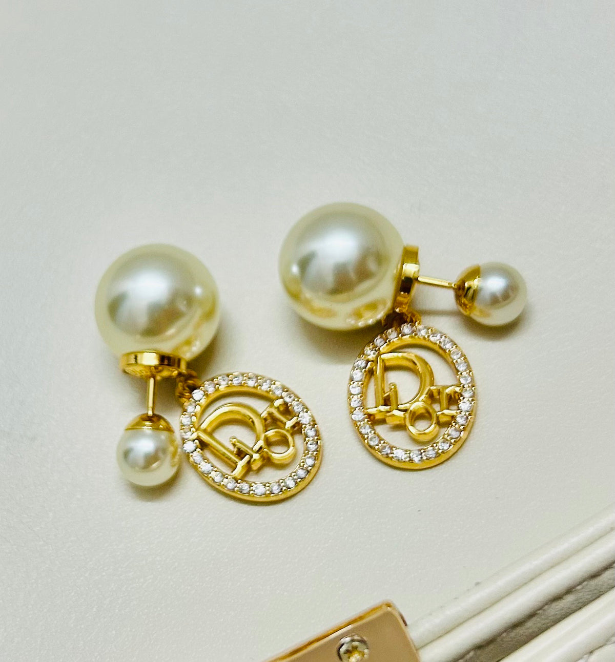 Graphic Letter Motif Statement Earrings in Polished Metal-Tone – Design 017 styled view