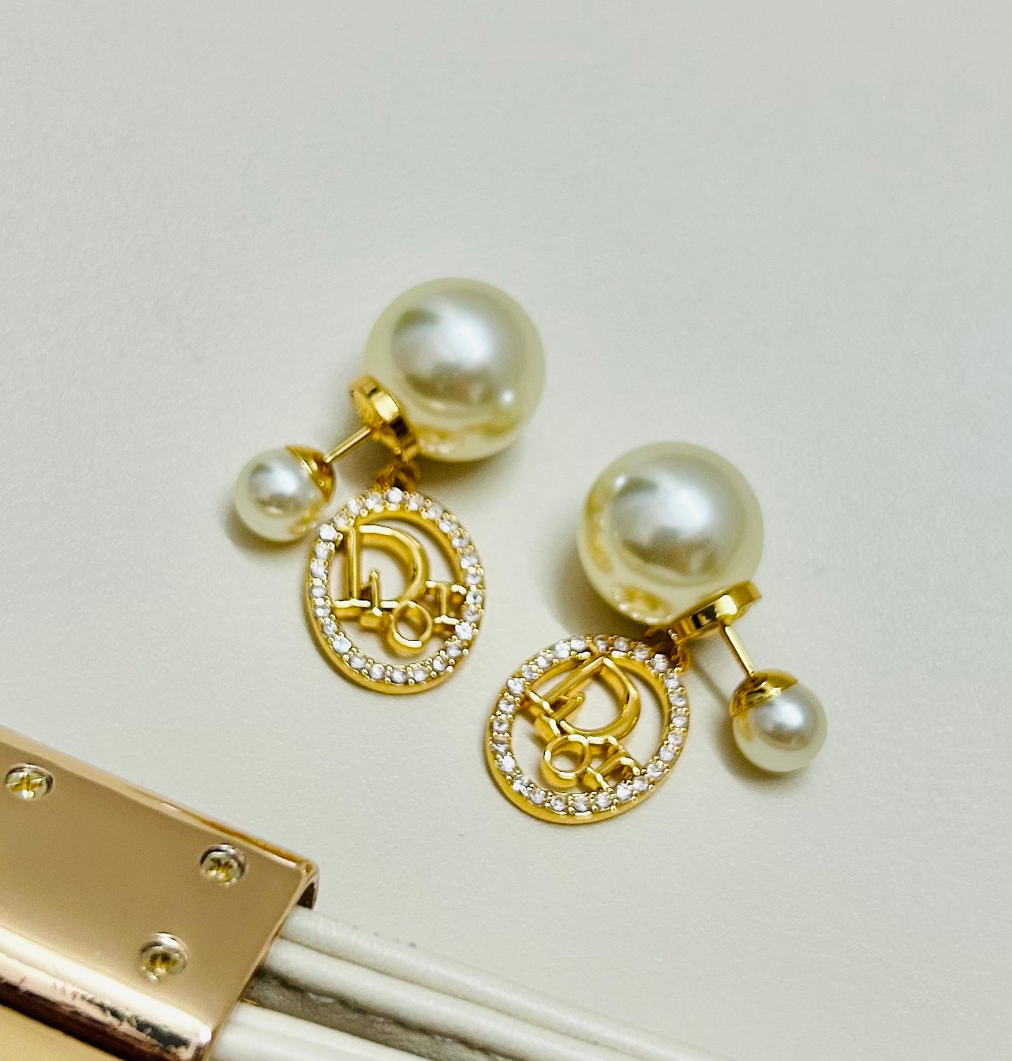 Graphic Letter Motif Statement Earrings in Polished Metal-Tone – Design 017 side detail