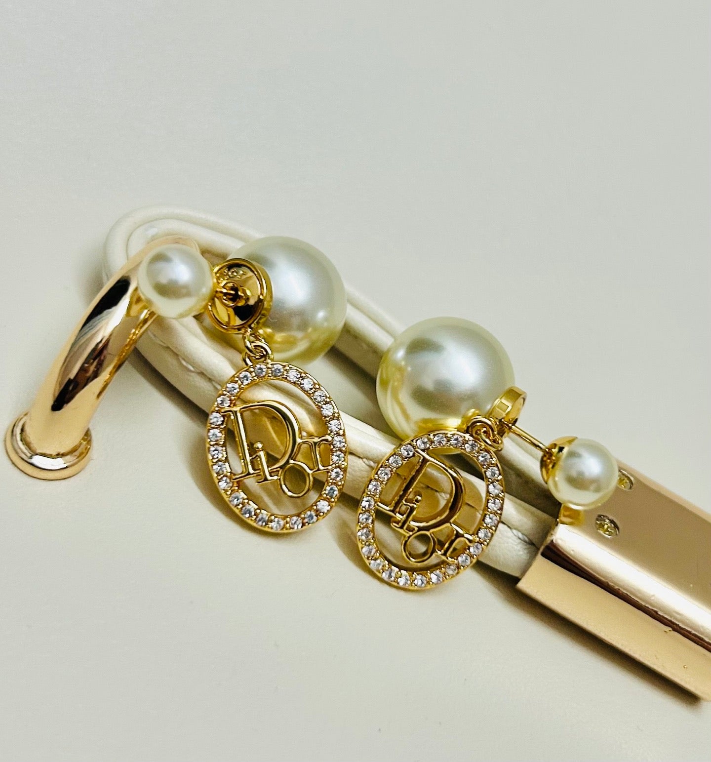 Graphic Letter Motif Statement Earrings in Polished Metal-Tone – Design 017 main product view