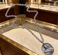 Double-G Emblem Pendant Necklace in Polished Metal-Tone – Design 099 main product view