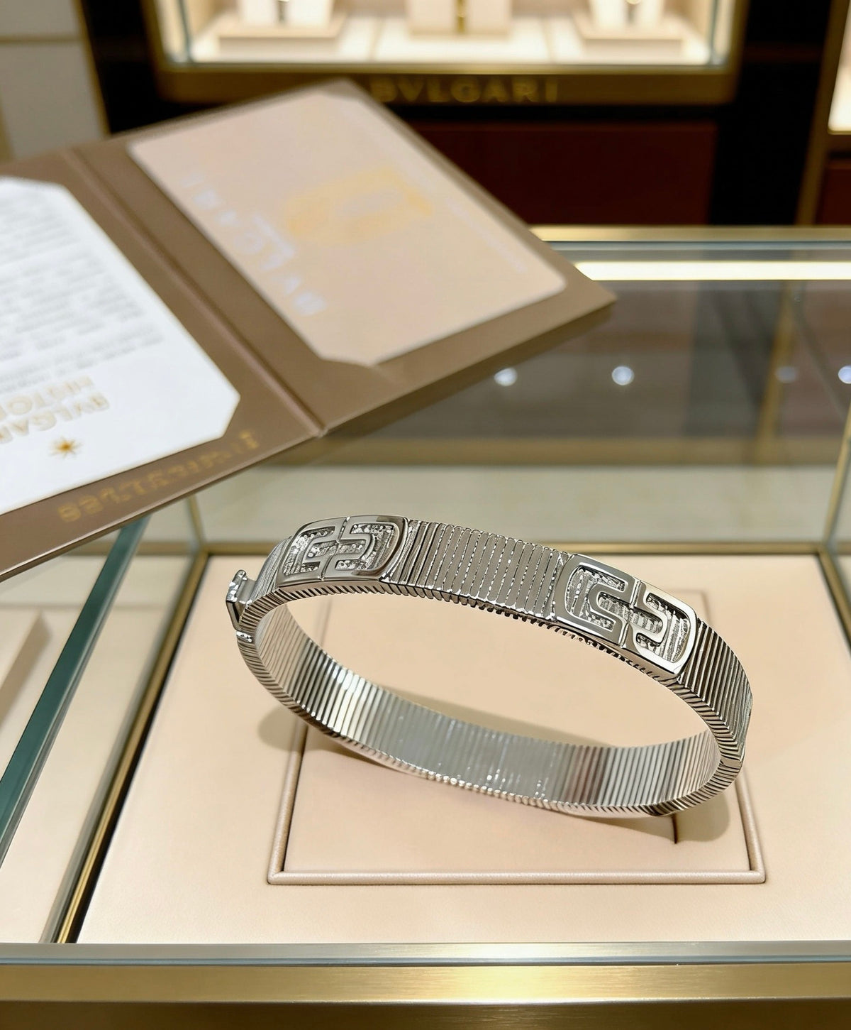 Serpentine Bangle in Polished Metal-Tone – Serpentine Detail – Design 008 front product view