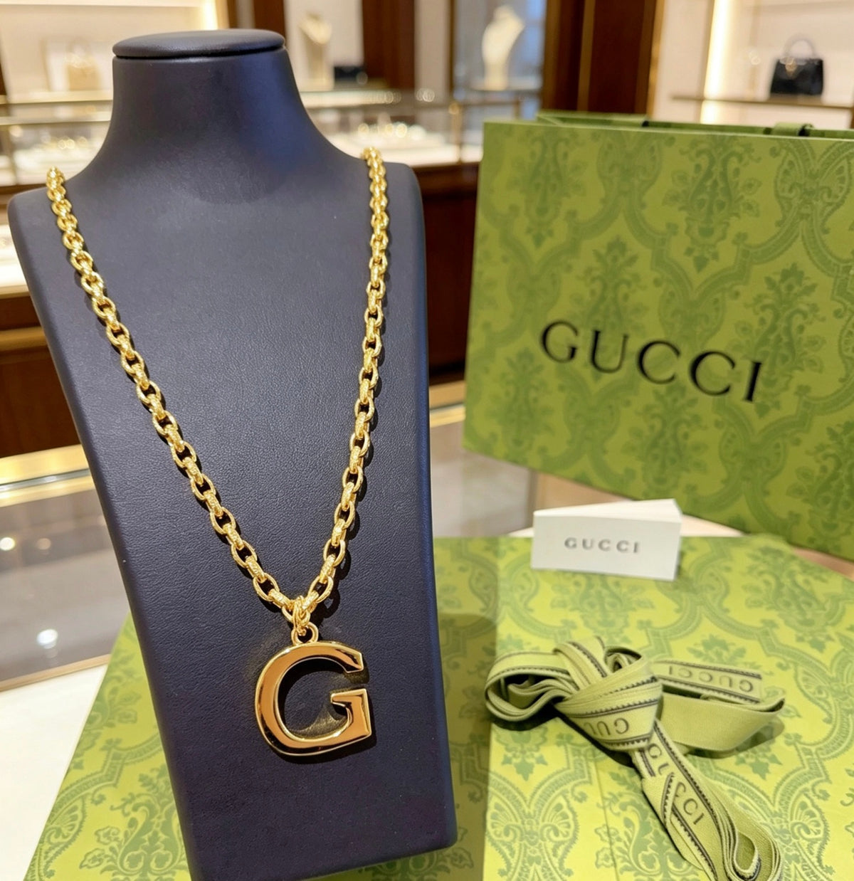 Double-G Emblem Pendant Necklace in Gold-Tone – Design 013 main product view