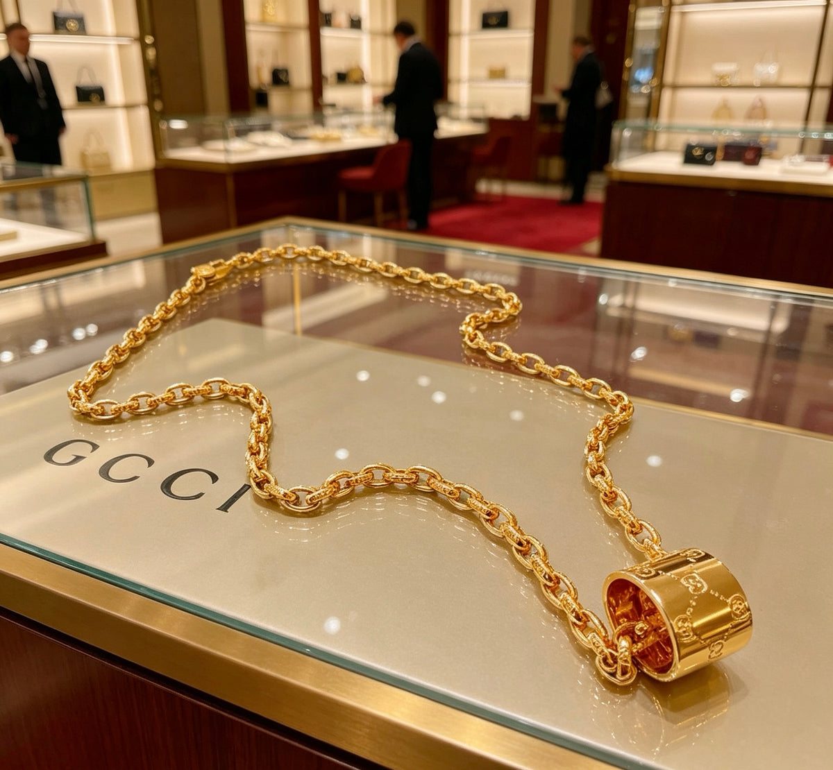 Double-G Emblem Pendant Necklace in Gold-Tone – Design 009 main product view