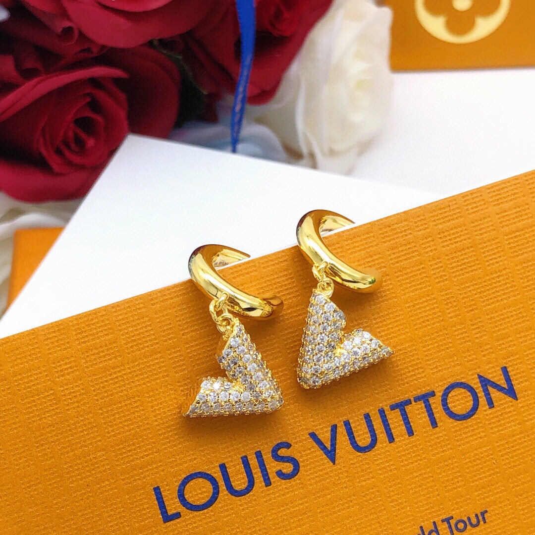 Geometric Emblem Statement Earrings in Gold-Tone – Design 004 main product view