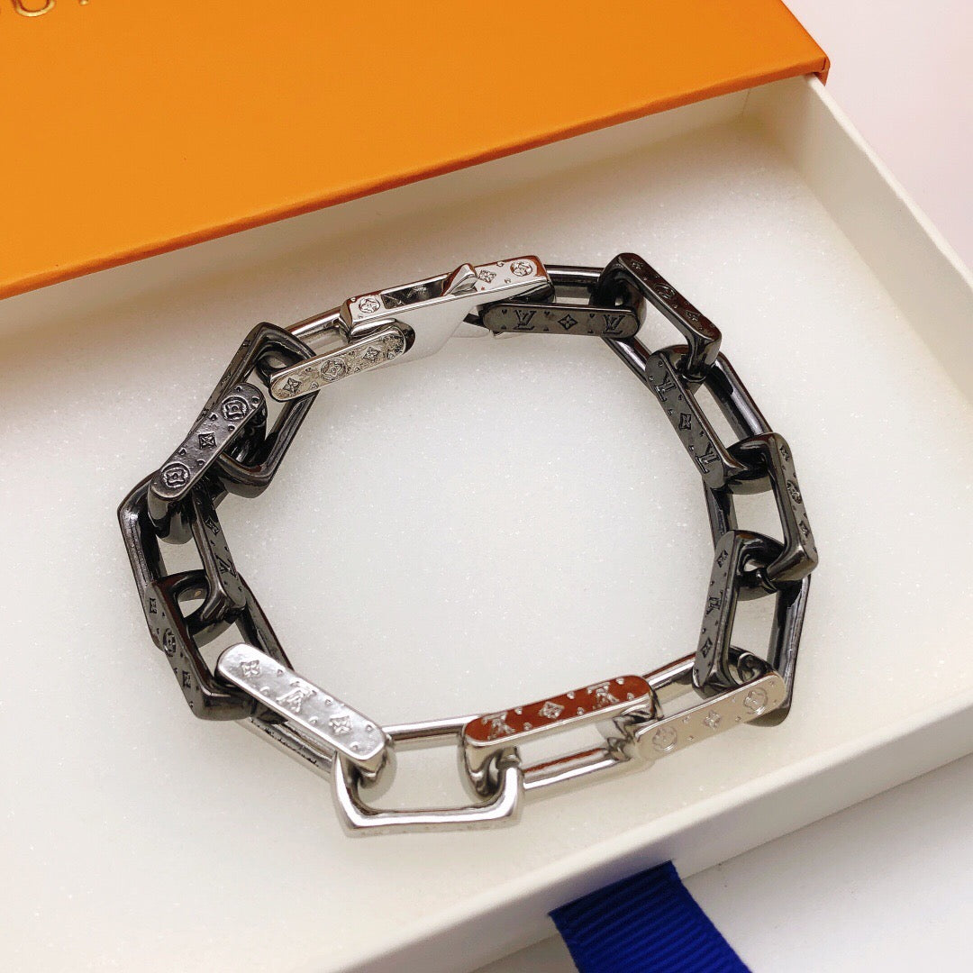 Geometric Emblem Bracelet in Polished Metal-Tone – Design 006 front product view