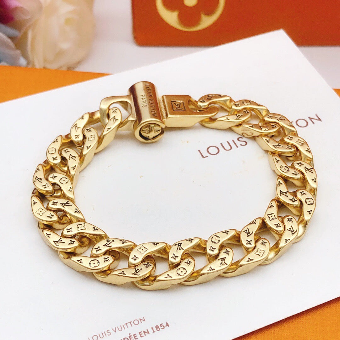 Geometric Emblem Bracelet in Gold-Tone – Design 043 main product view