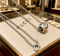 Double-G Emblem Pendant Necklace in Silver-Tone – Vintage Detail – Design 008 main product view