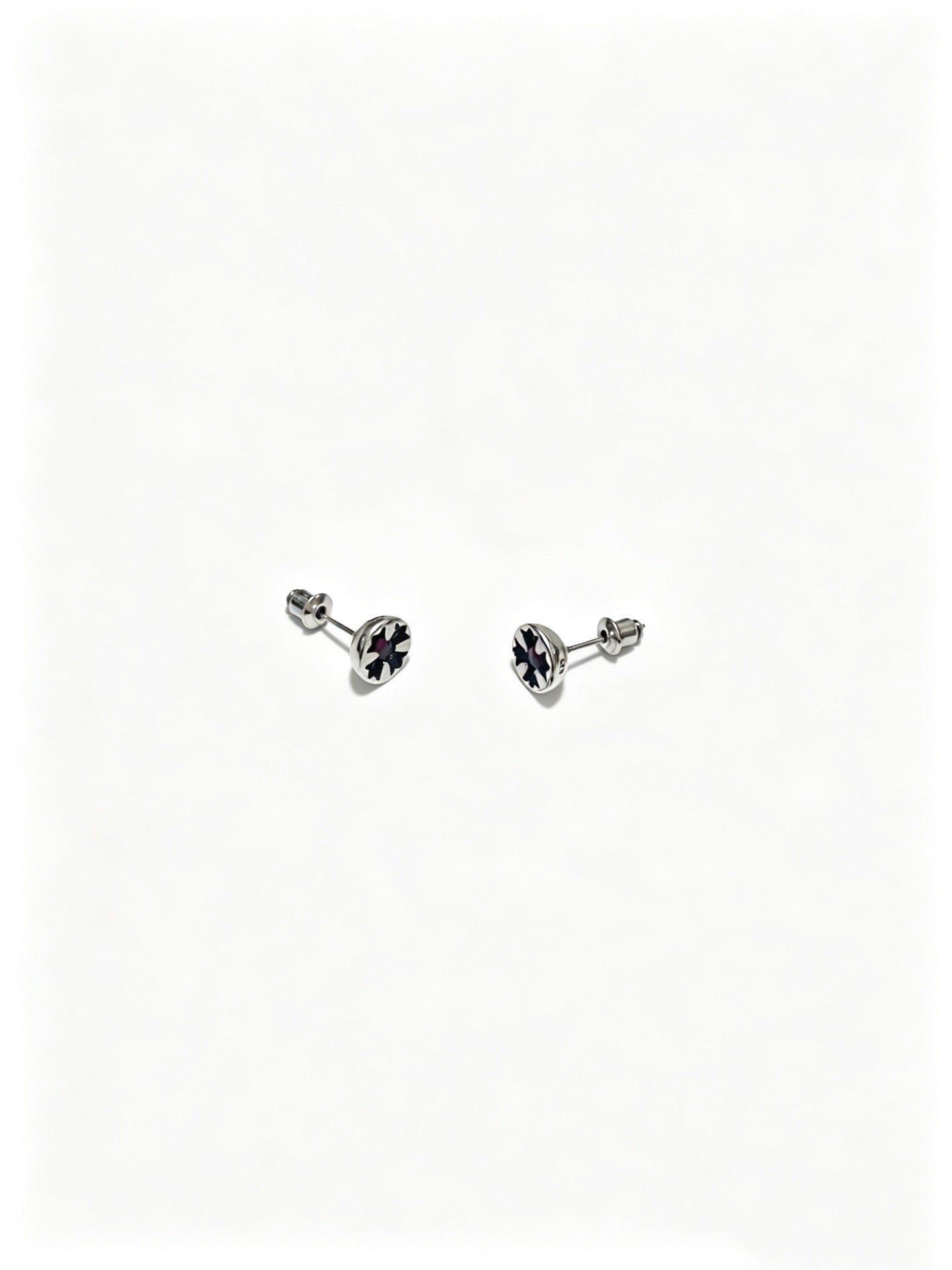 Signature Emblem Statement Earrings in Polished Metal-Tone – Design 004 front product view