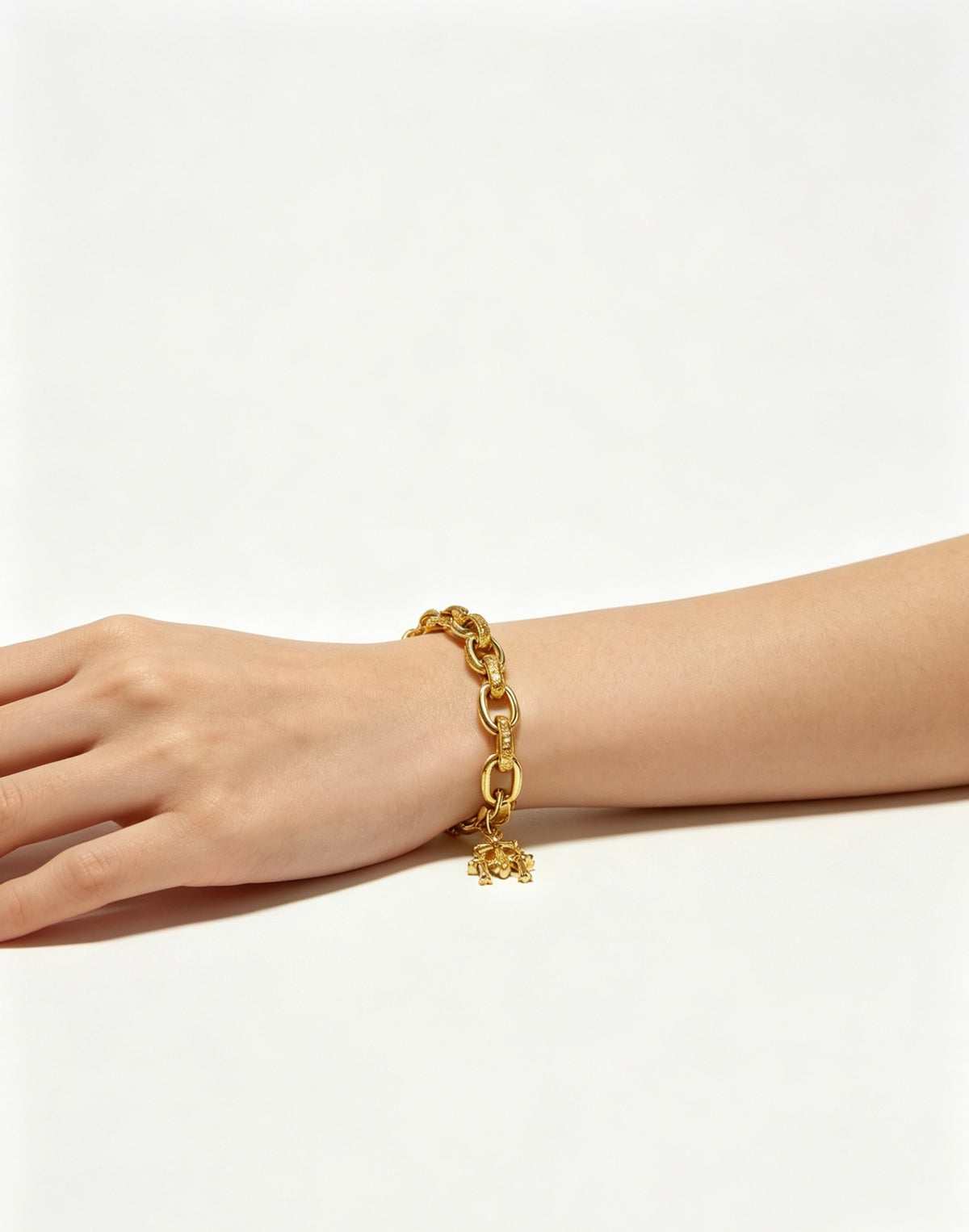 Signature Emblem Bracelet in Polished Metal-Tone – Design 007 front product view