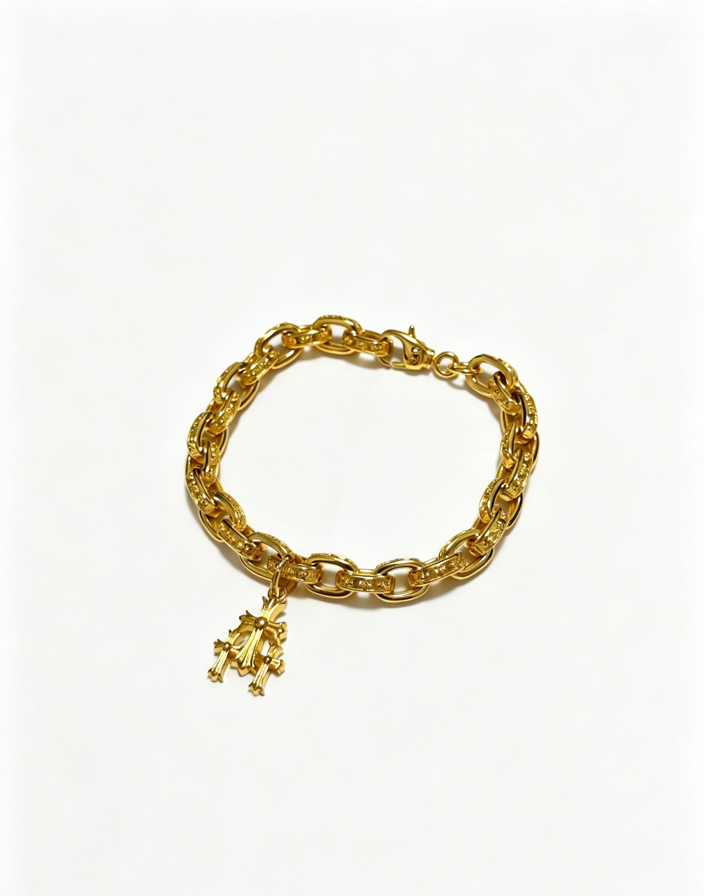 Cross Cuban-Link Bracelet in Antique Silver-Tone – Cuban Link – Design 05 main product view
