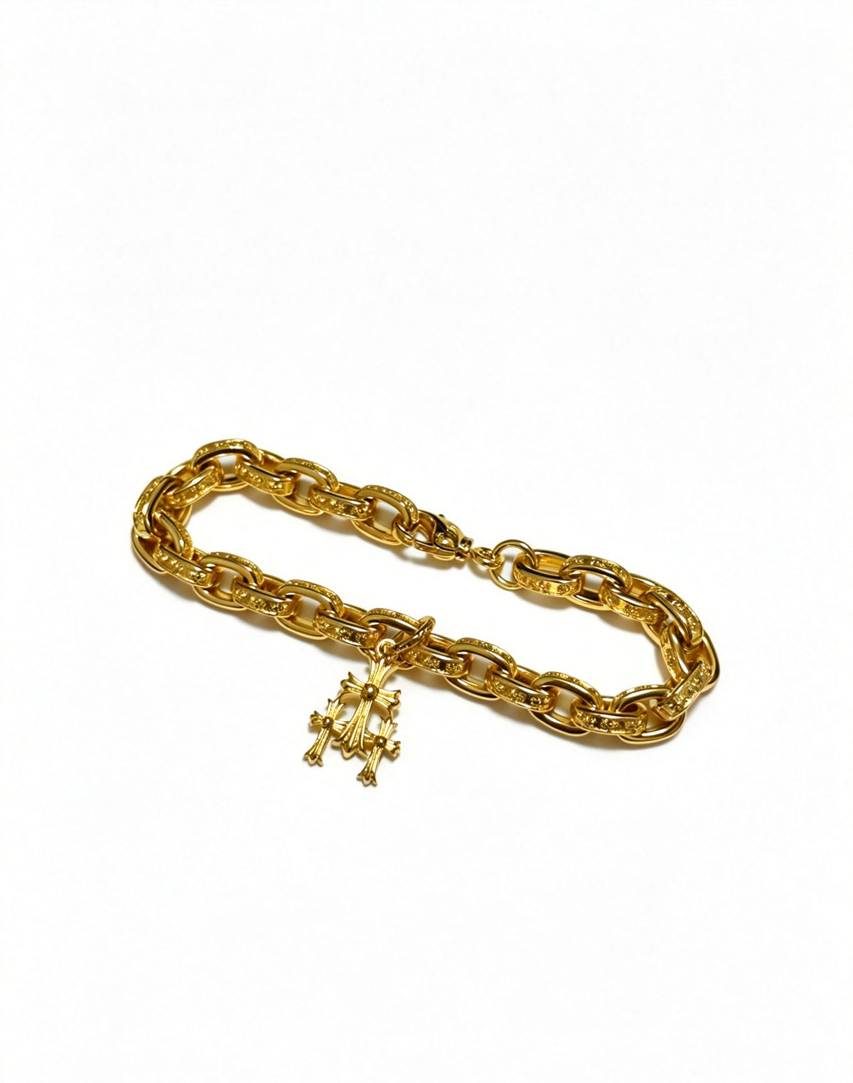 Signature Emblem Bracelet in Polished Metal-Tone – Design 007 front product view