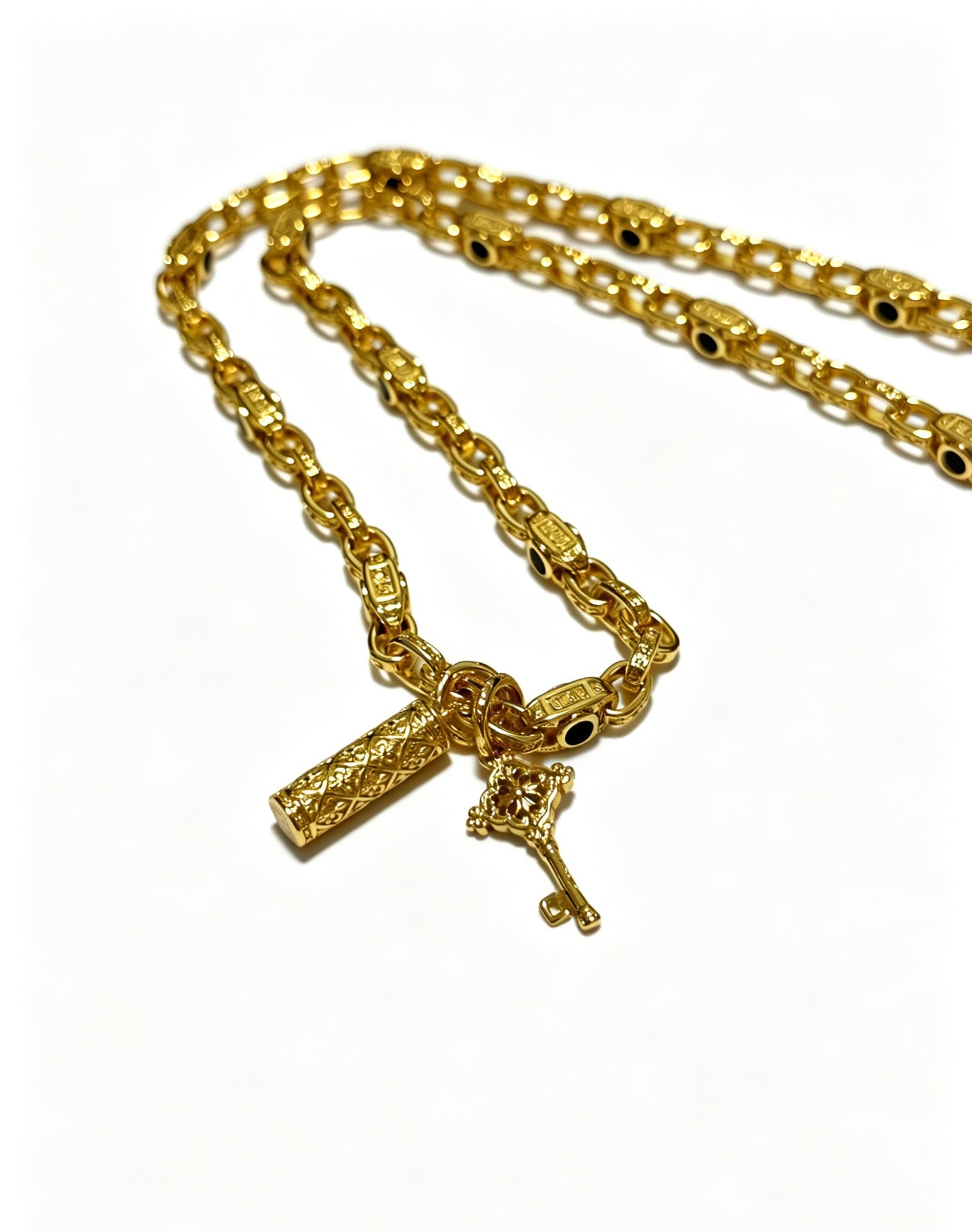 Signature Emblem Pendant Necklace in Polished Metal-Tone – Design 004 styled product view