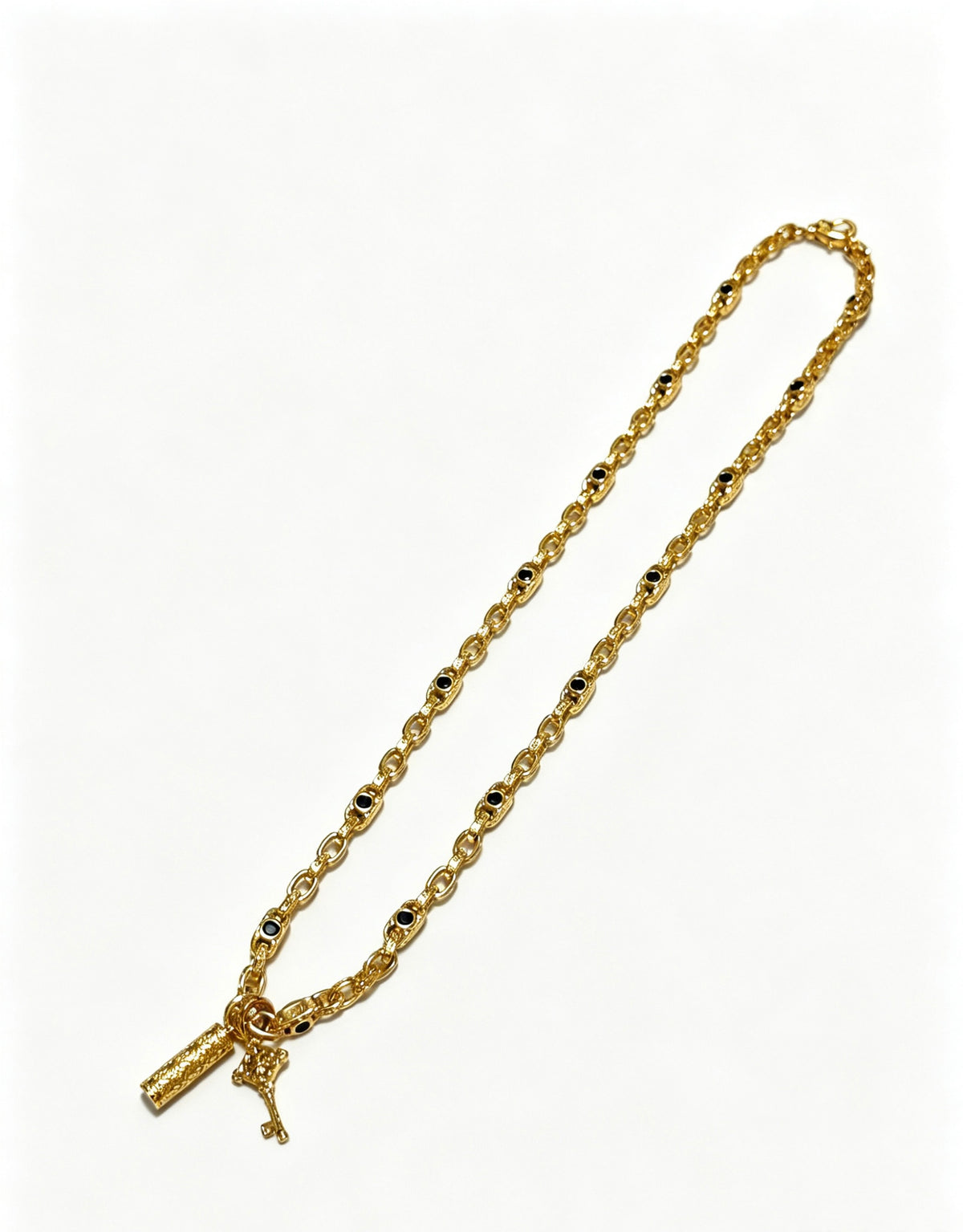 Signature Emblem Pendant Necklace in Polished Metal-Tone – Design 004 detail view