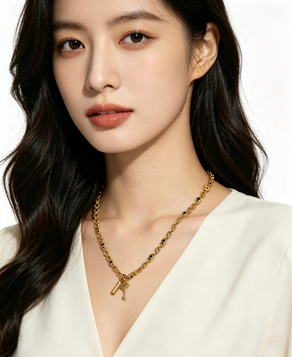 Signature Emblem Pendant Necklace in Polished Metal-Tone – Design 004 main product view