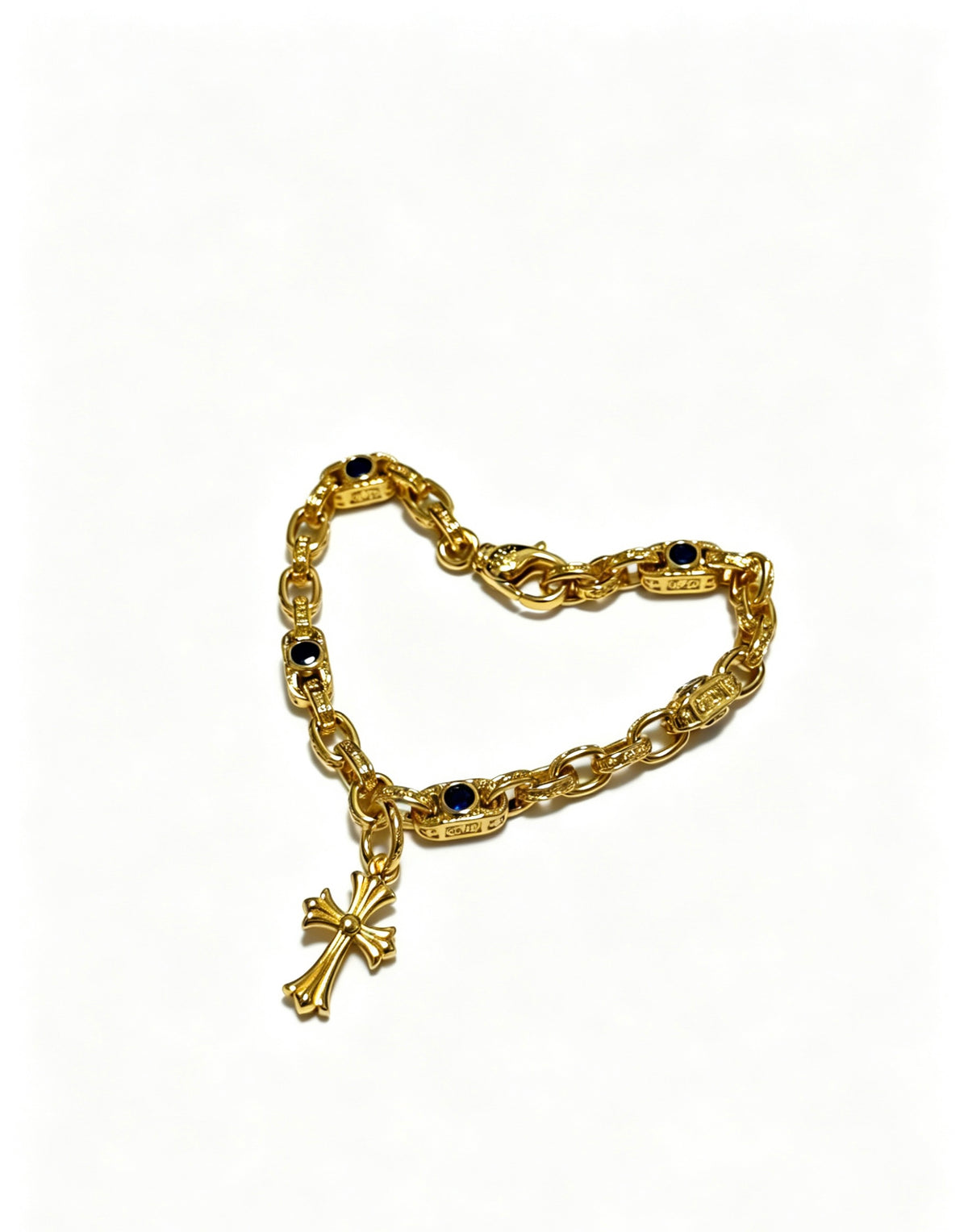 Cross Cuban-Link Bracelet in Antique Silver-Tone – Cuban Link – Design 04 detail view