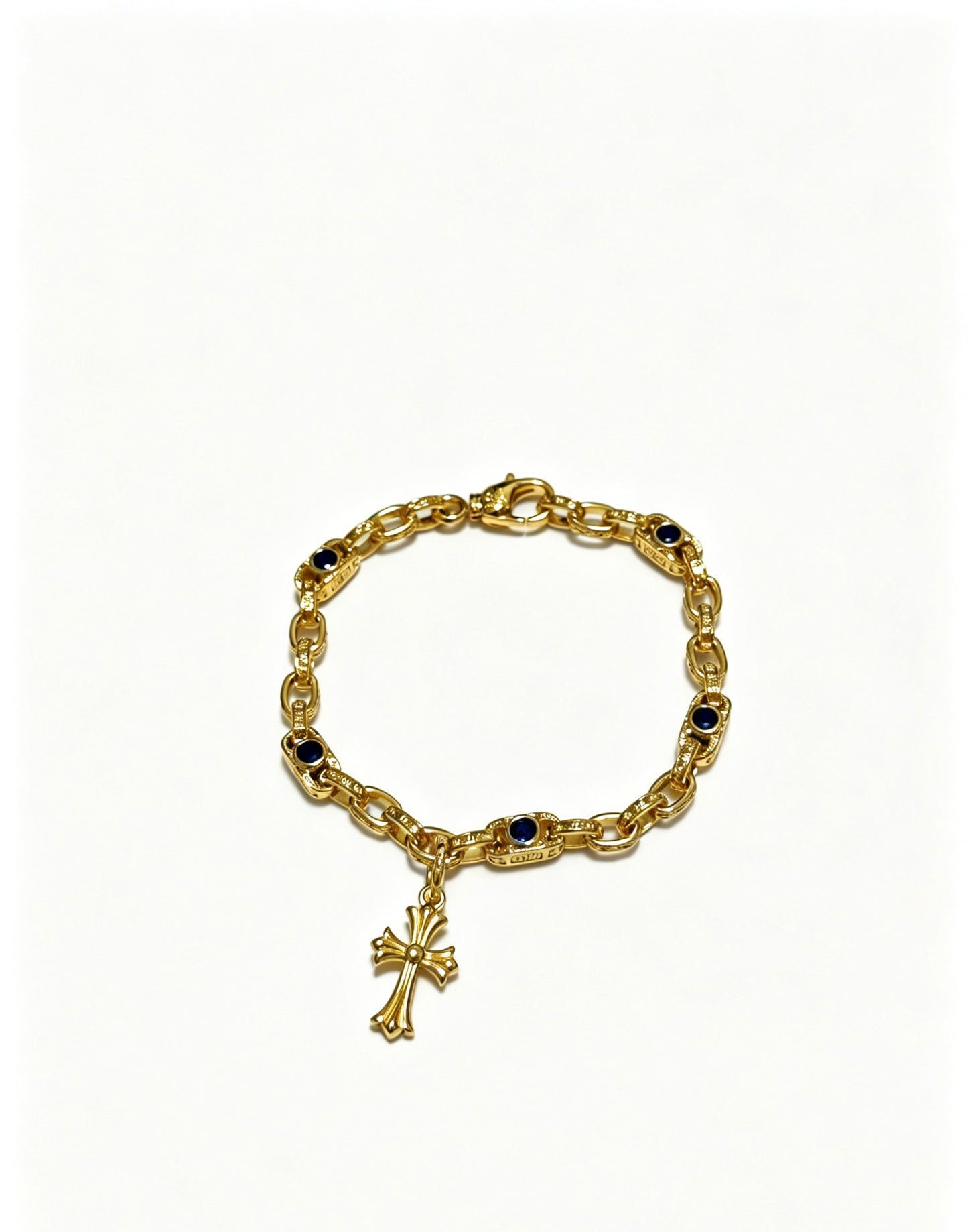 Cross Cuban-Link Bracelet in Antique Silver-Tone – Cuban Link – Design 04 main product view