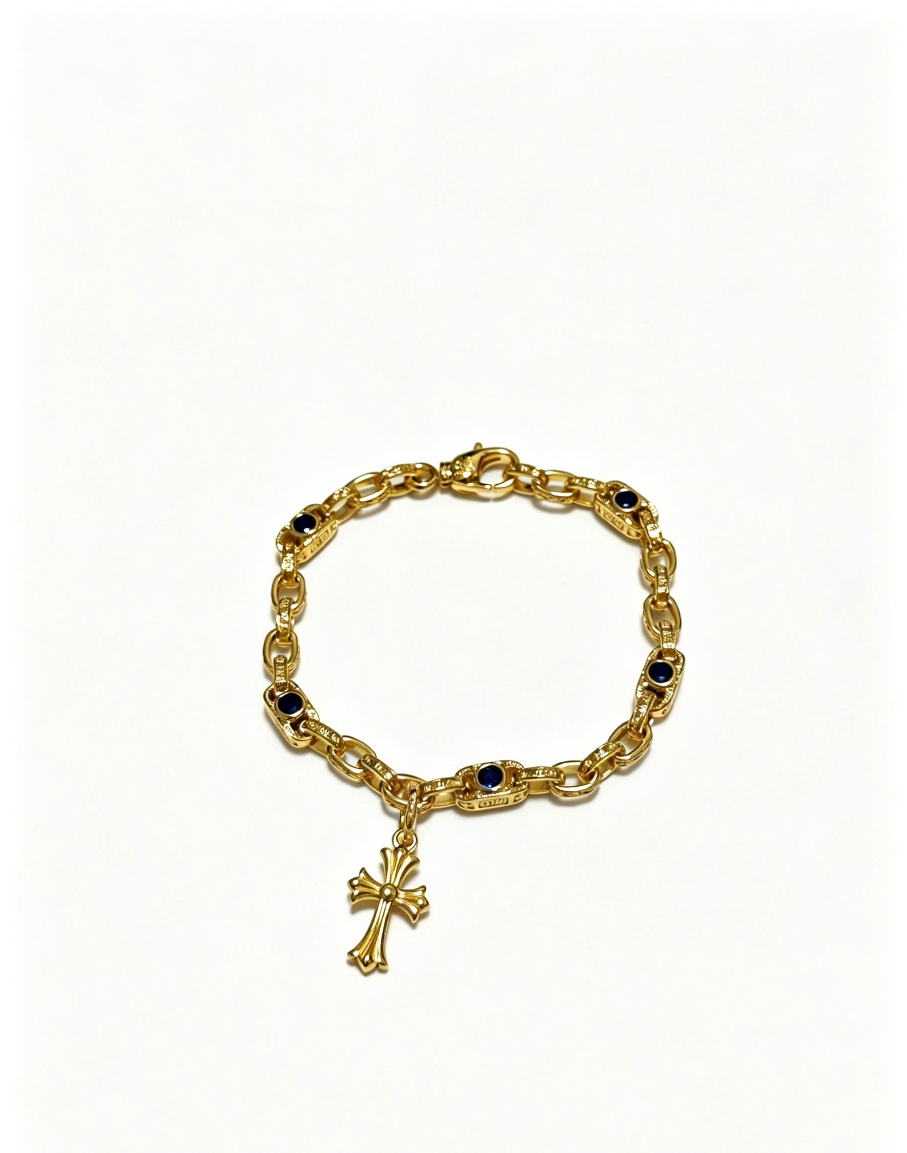 Cross Cuban-Link Bracelet in Antique Silver-Tone – Cuban Link – Design 04 main product view