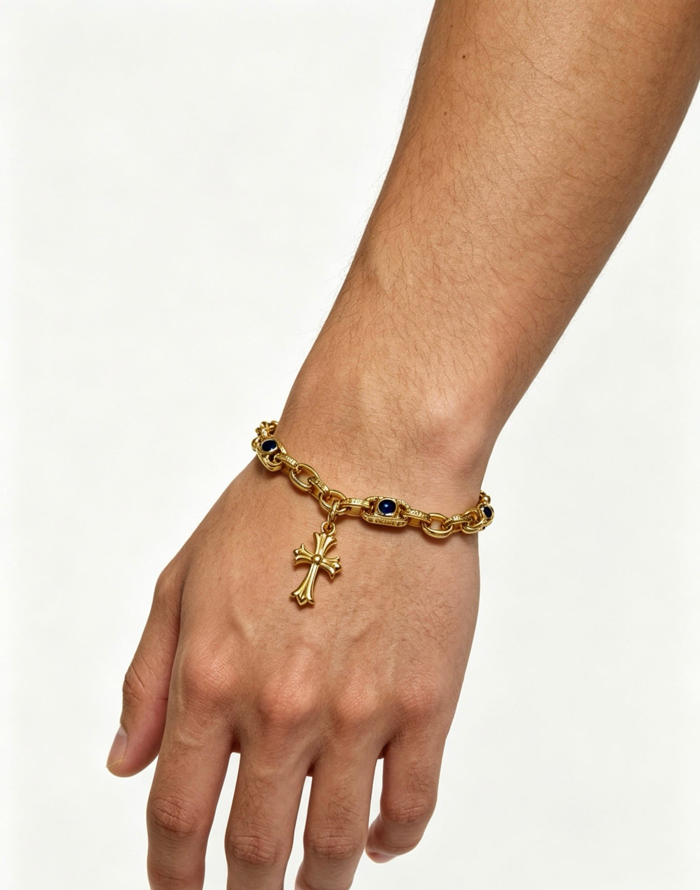Signature Emblem Bracelet in Polished Metal-Tone – Design 006 front product view