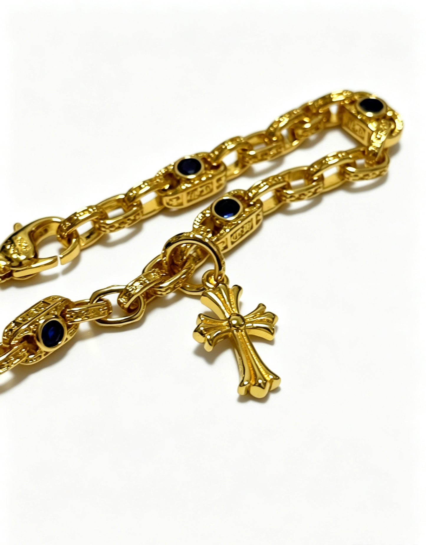 Signature Emblem Bracelet in Polished Metal-Tone – Design 006 close-up detail