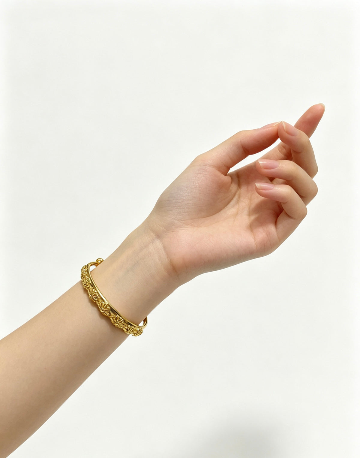 Signature Emblem Bangle in Polished Metal-Tone – Design 002 detail view