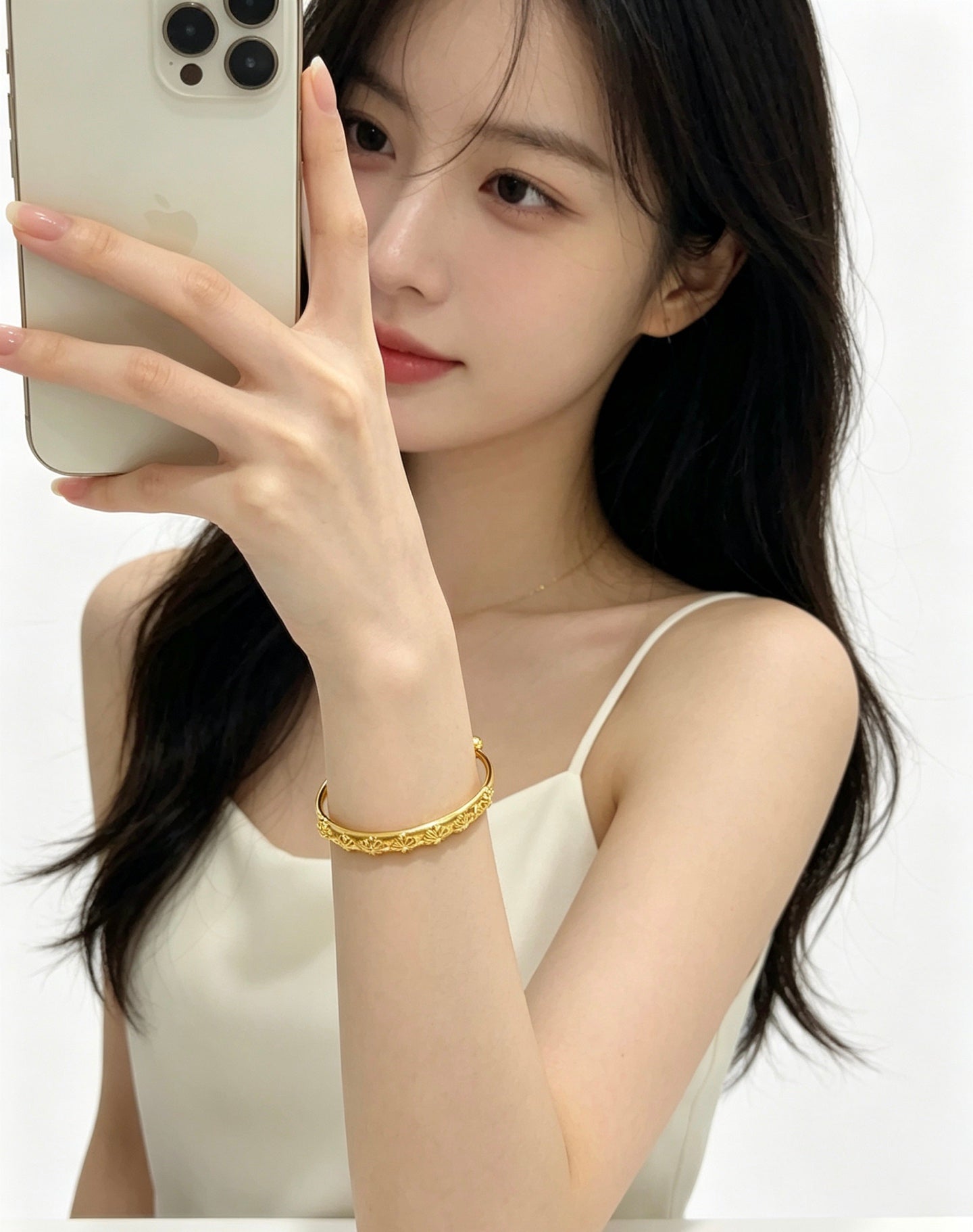 Signature Emblem Bangle in Polished Metal-Tone – Design 002 front product view