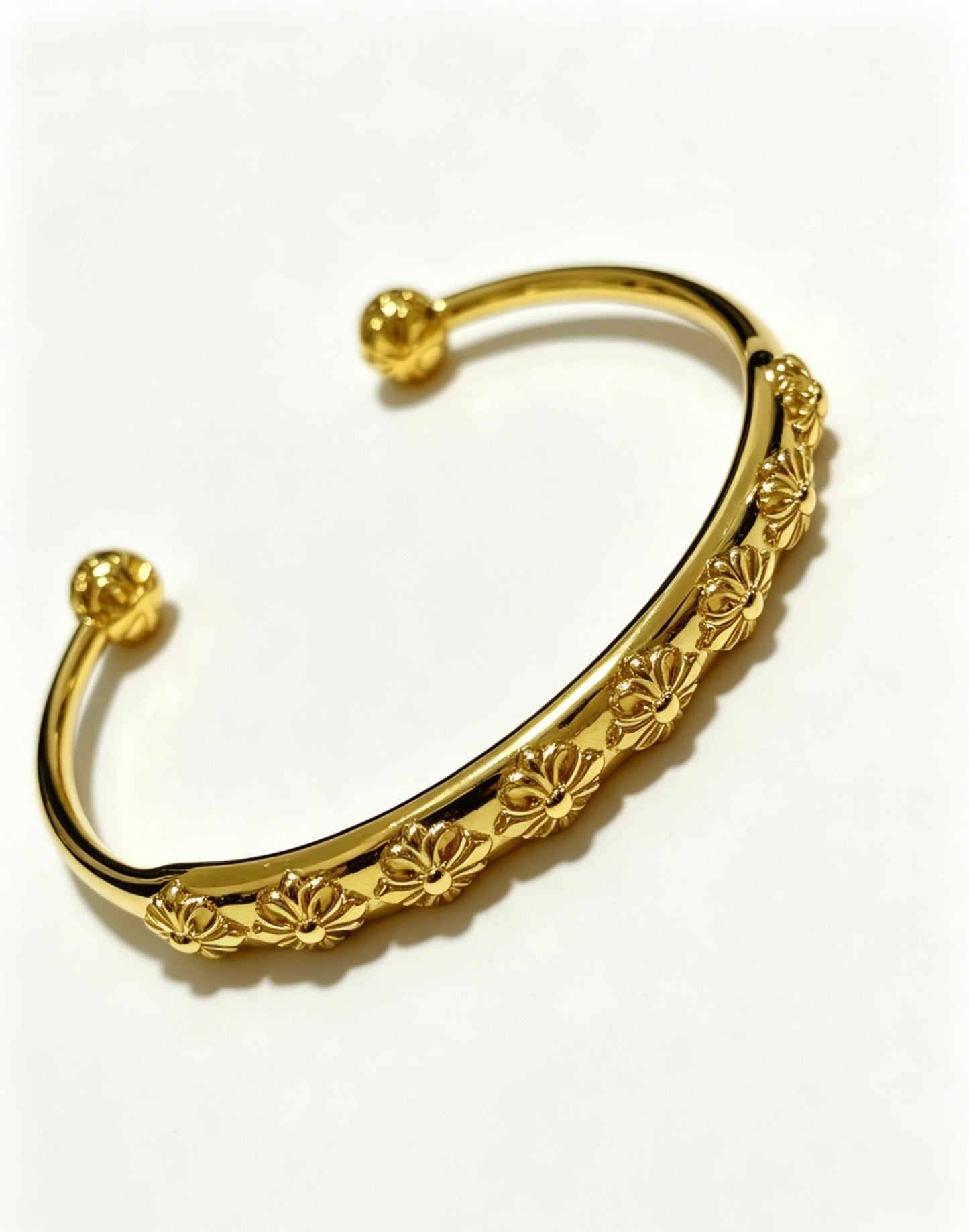 Signature Emblem Bangle in Polished Metal-Tone – Design 002 front product view