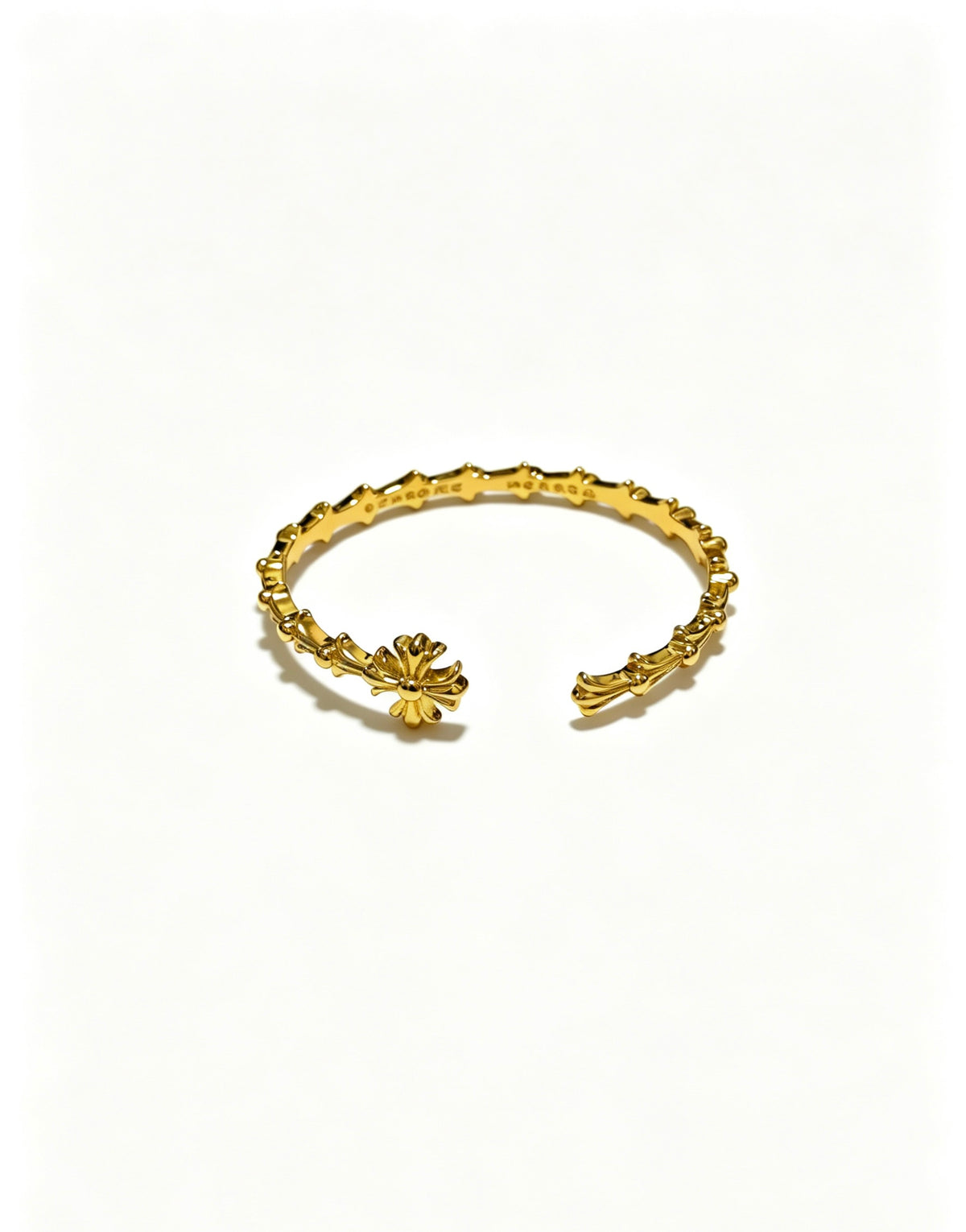 Signature Emblem Bangle in Polished Metal-Tone – Design 001 styled product view