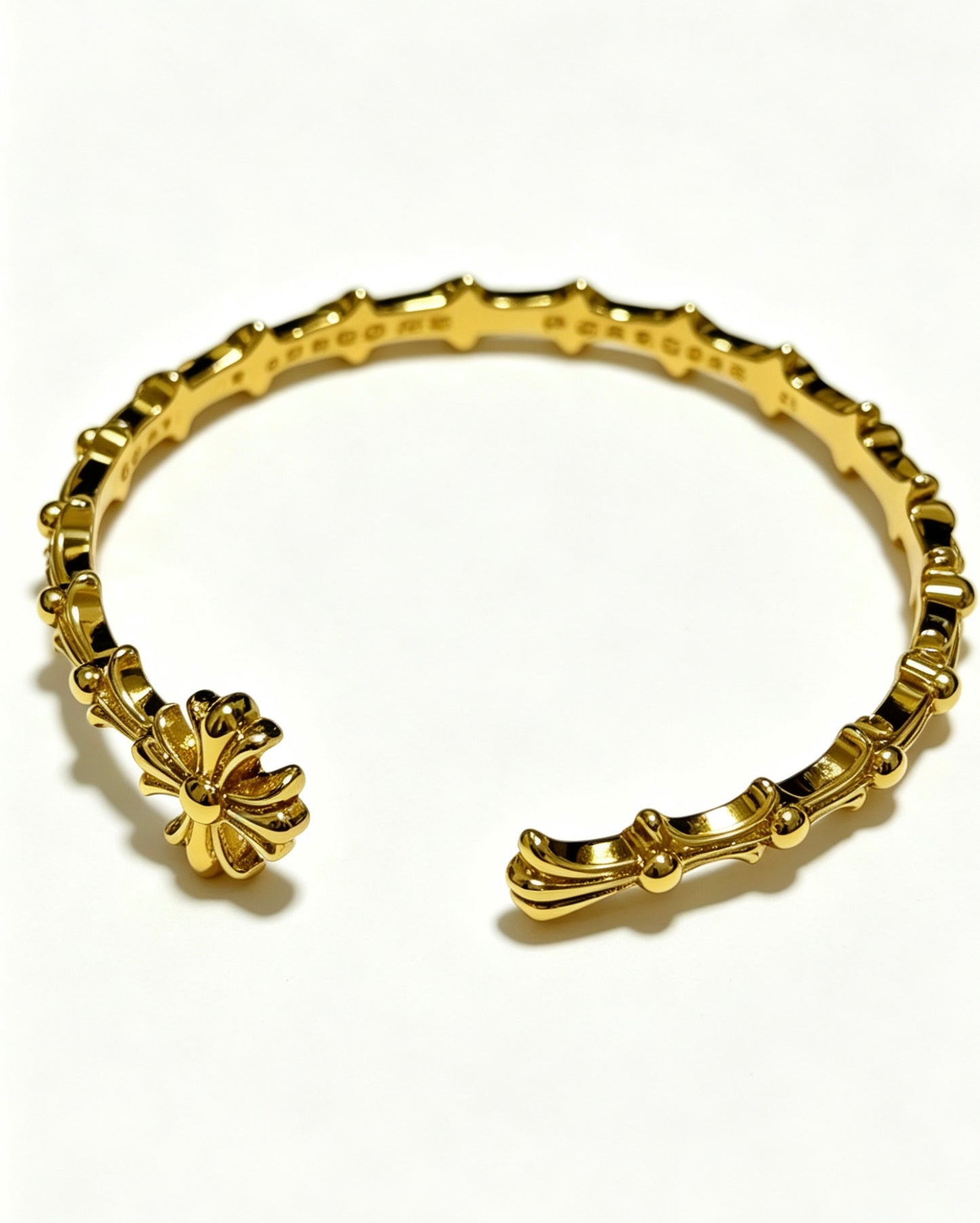 Signature Emblem Bangle in Polished Metal-Tone – Design 001 front product view