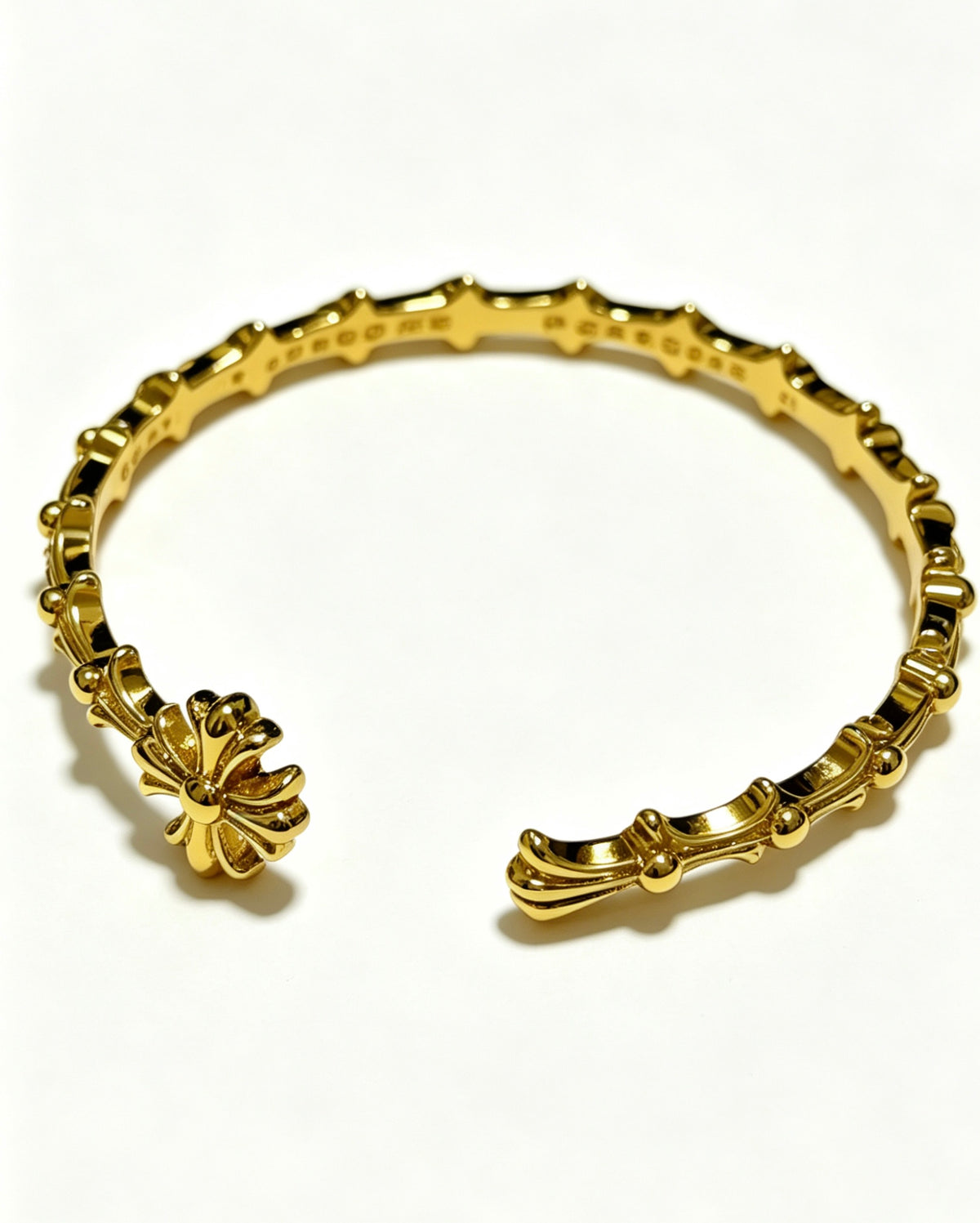 Signature Emblem Bangle in Polished Metal-Tone – Design 001 front product view
