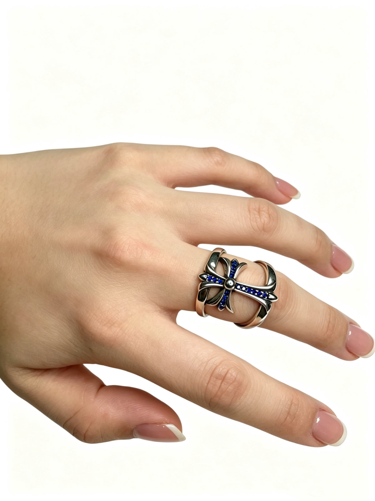 Signature Emblem Statement Ring in Polished Metal-Tone – Design 010 detail view