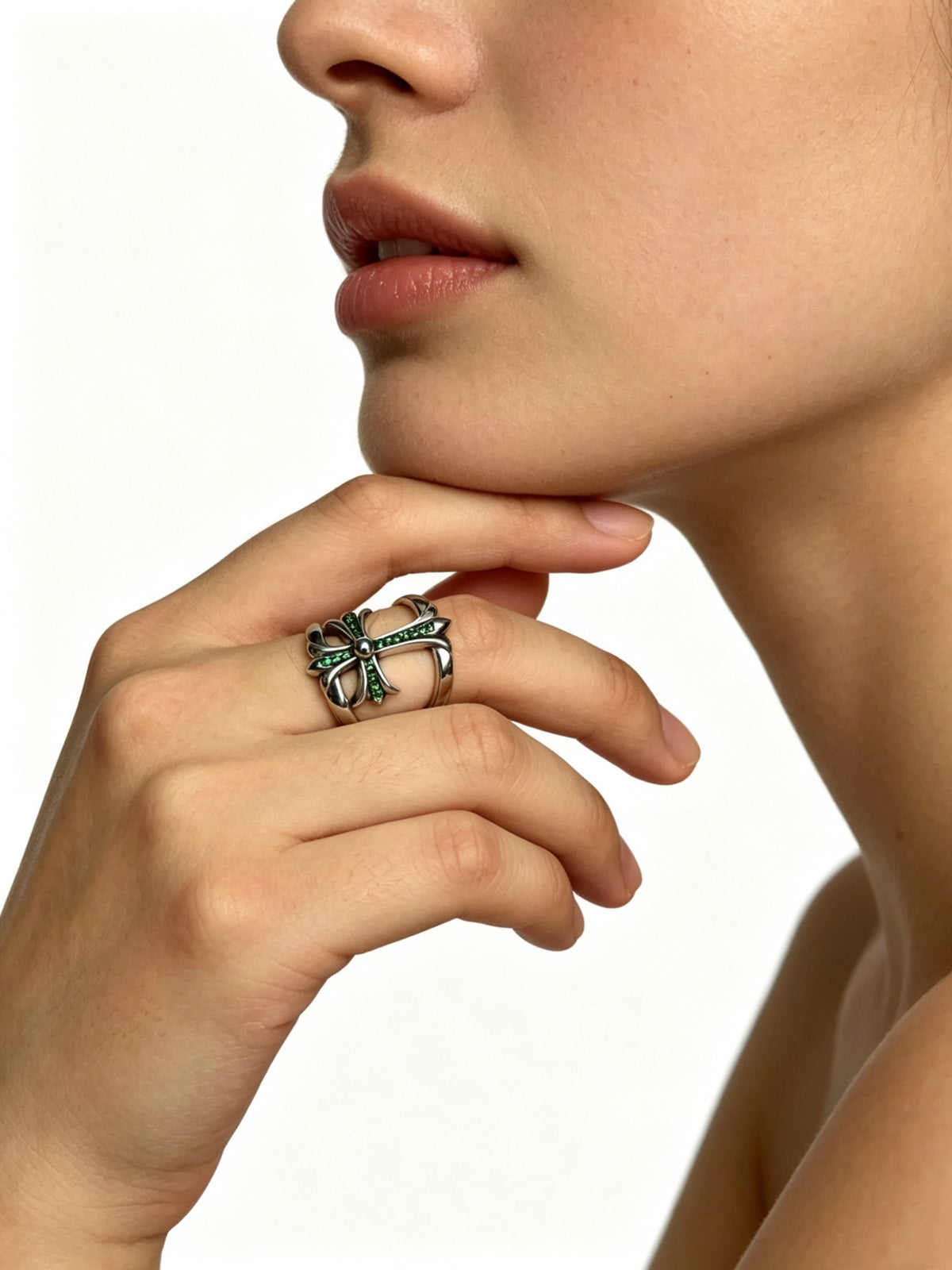 Signature Emblem Statement Ring in Polished Metal-Tone – Design 013 main product view