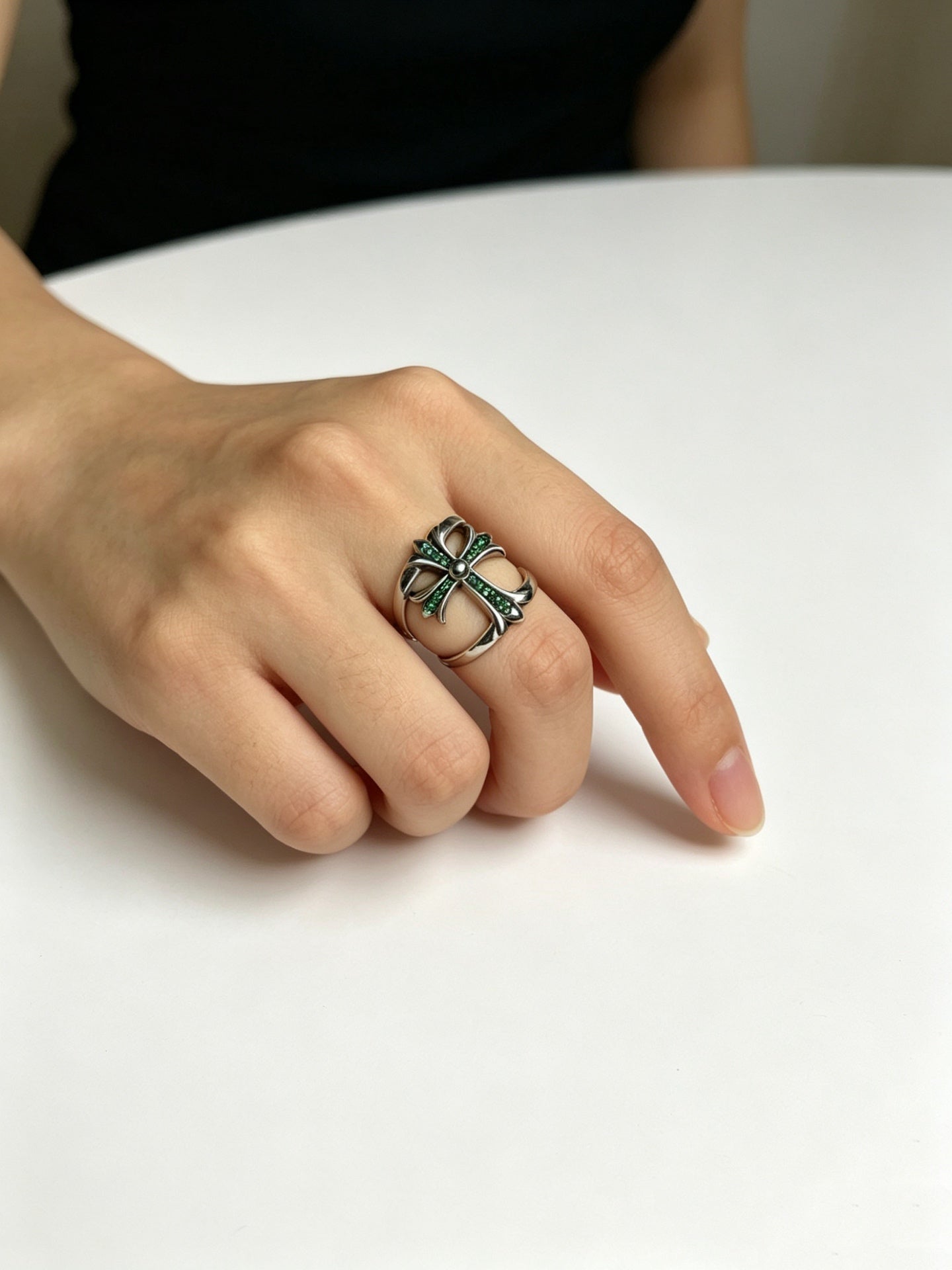Cross Statement Ring in Metal-Tone – Design 12 detail view