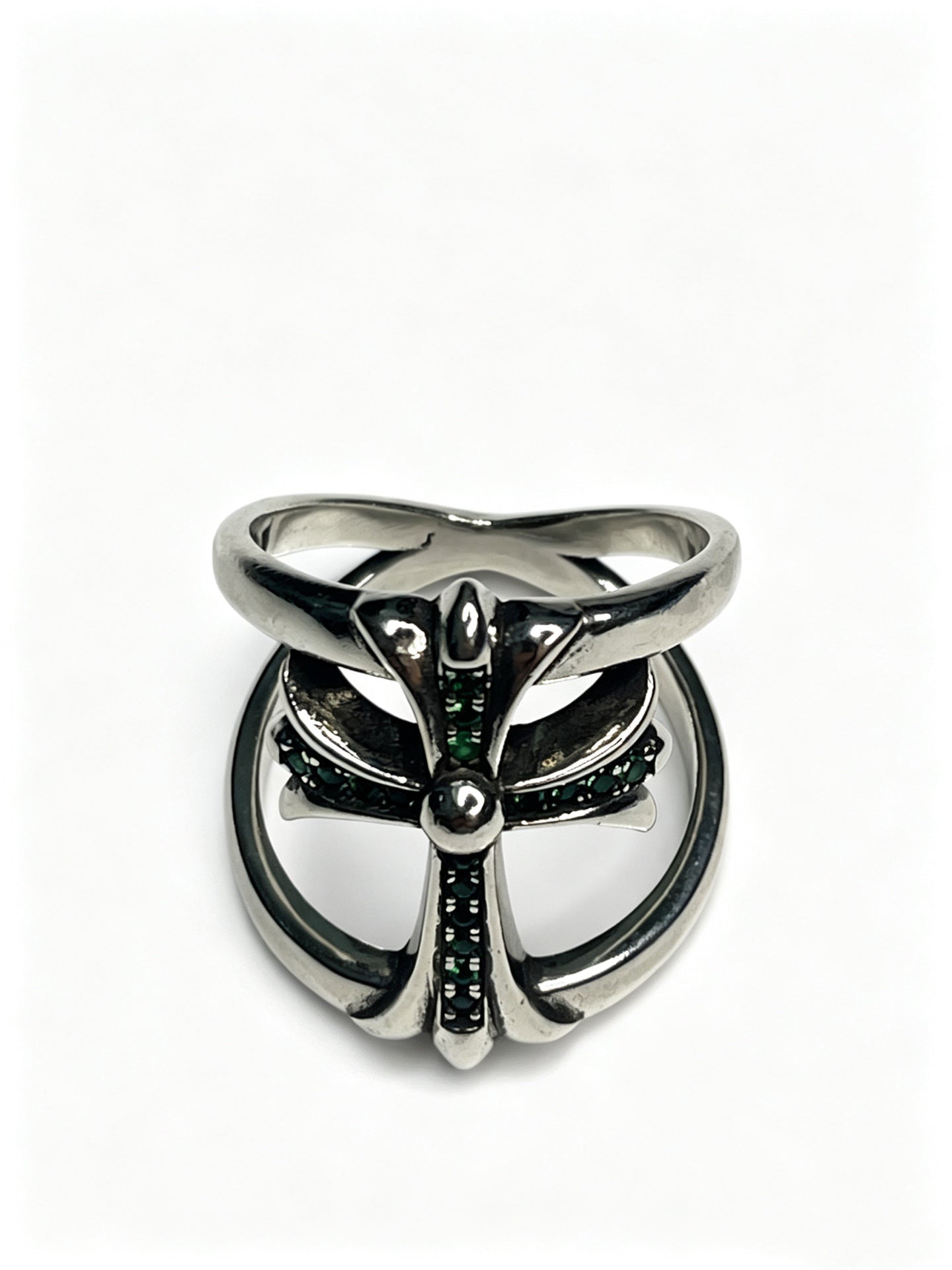 Signature Emblem Statement Ring in Polished Metal-Tone – Design 013 close-up detail