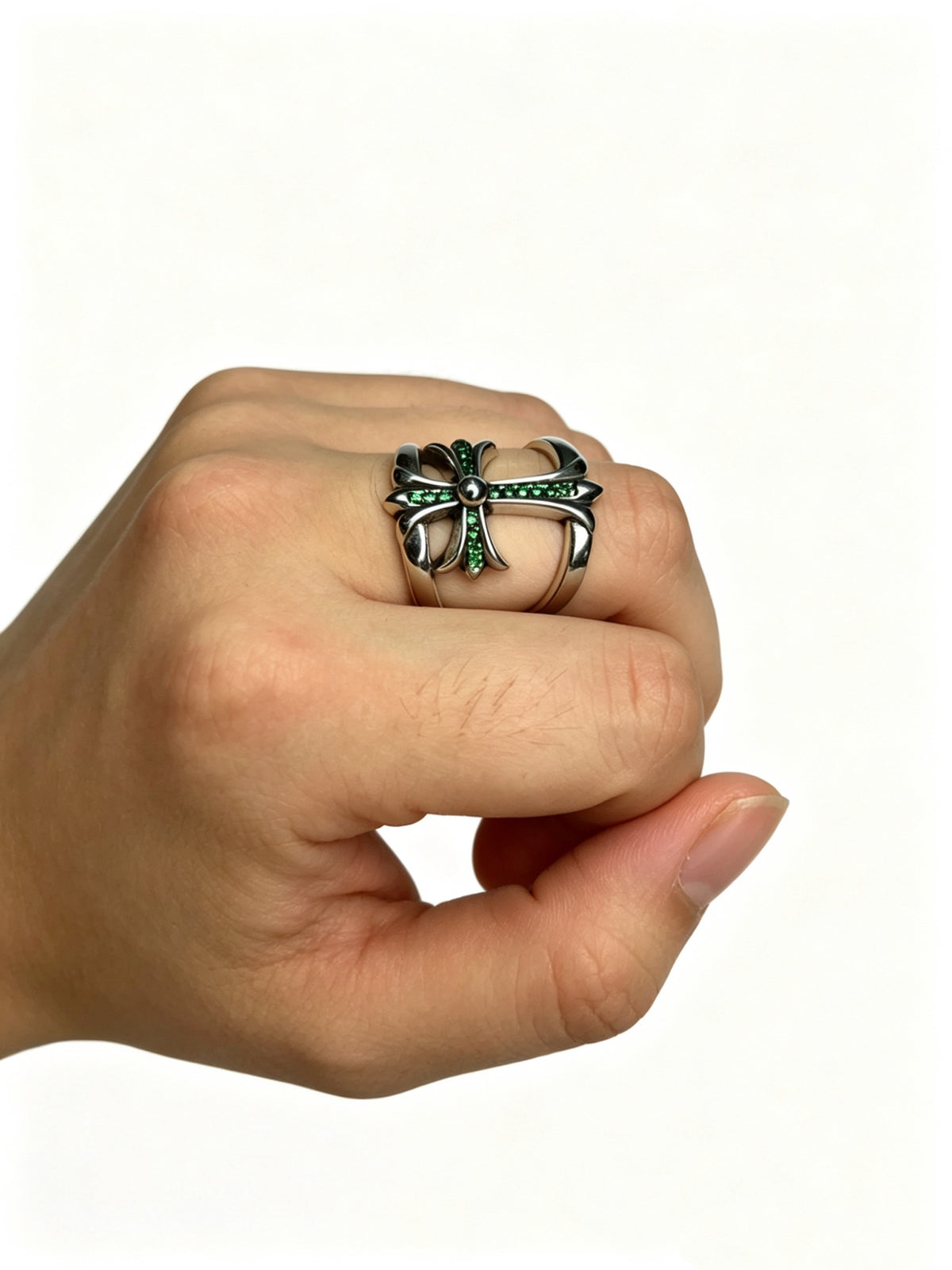 Signature Emblem Statement Ring in Polished Metal-Tone – Design 013 front product view