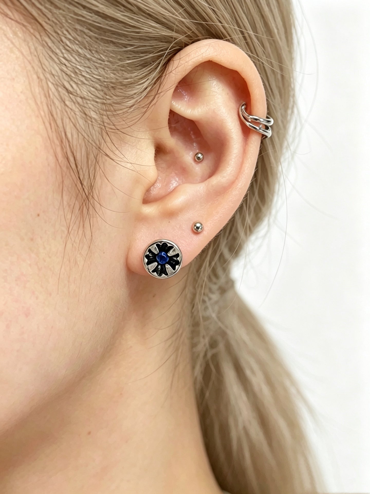 Cross Statement Earrings in Metal-Tone – Design 03 detail view