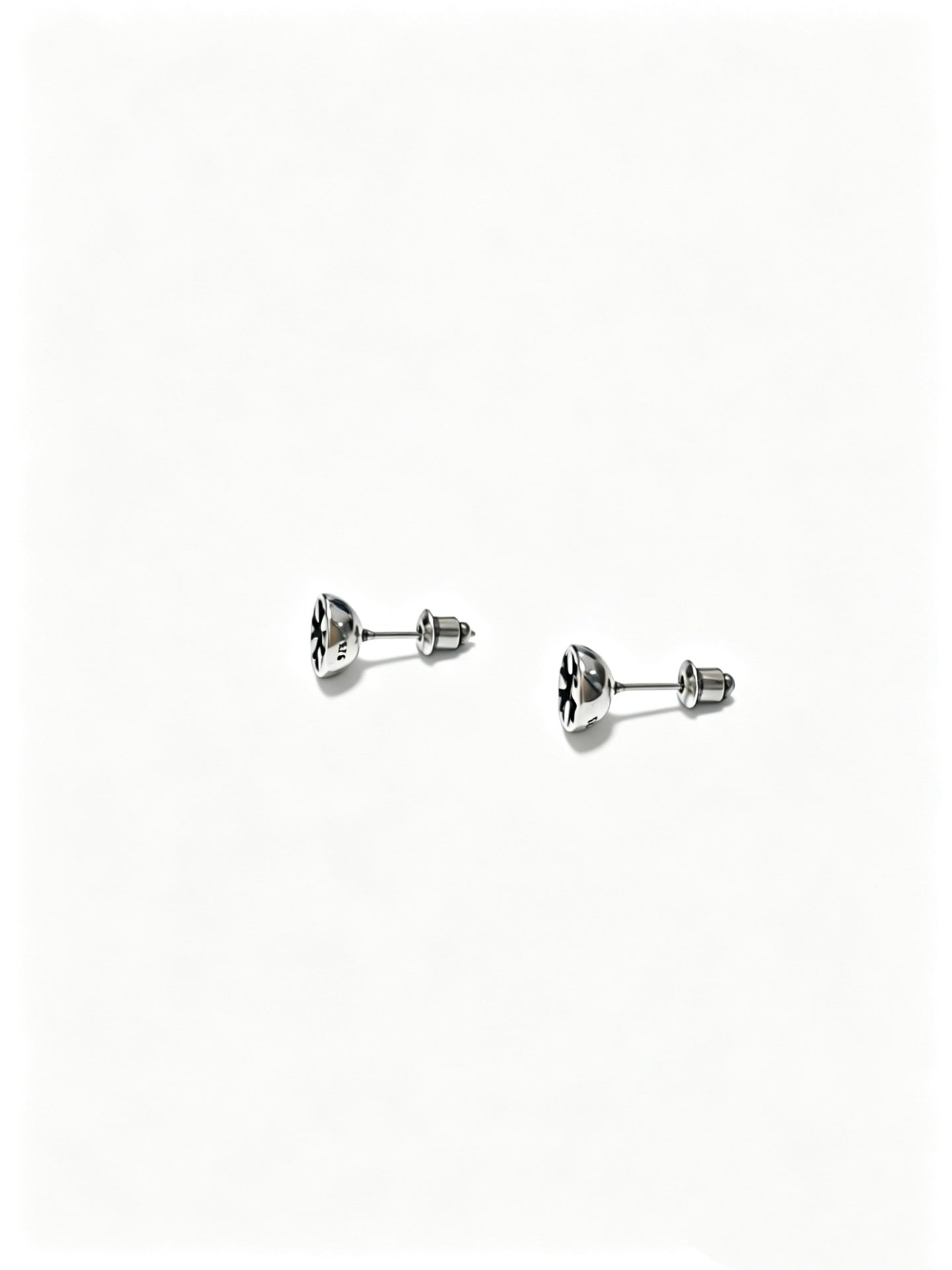 Signature Emblem Statement Earrings in Polished Metal-Tone – Design 022 close-up detail