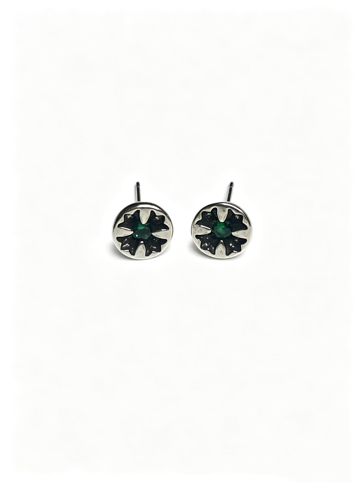 Signature Emblem Statement Earrings in Polished Metal-Tone – Design 022 main product view