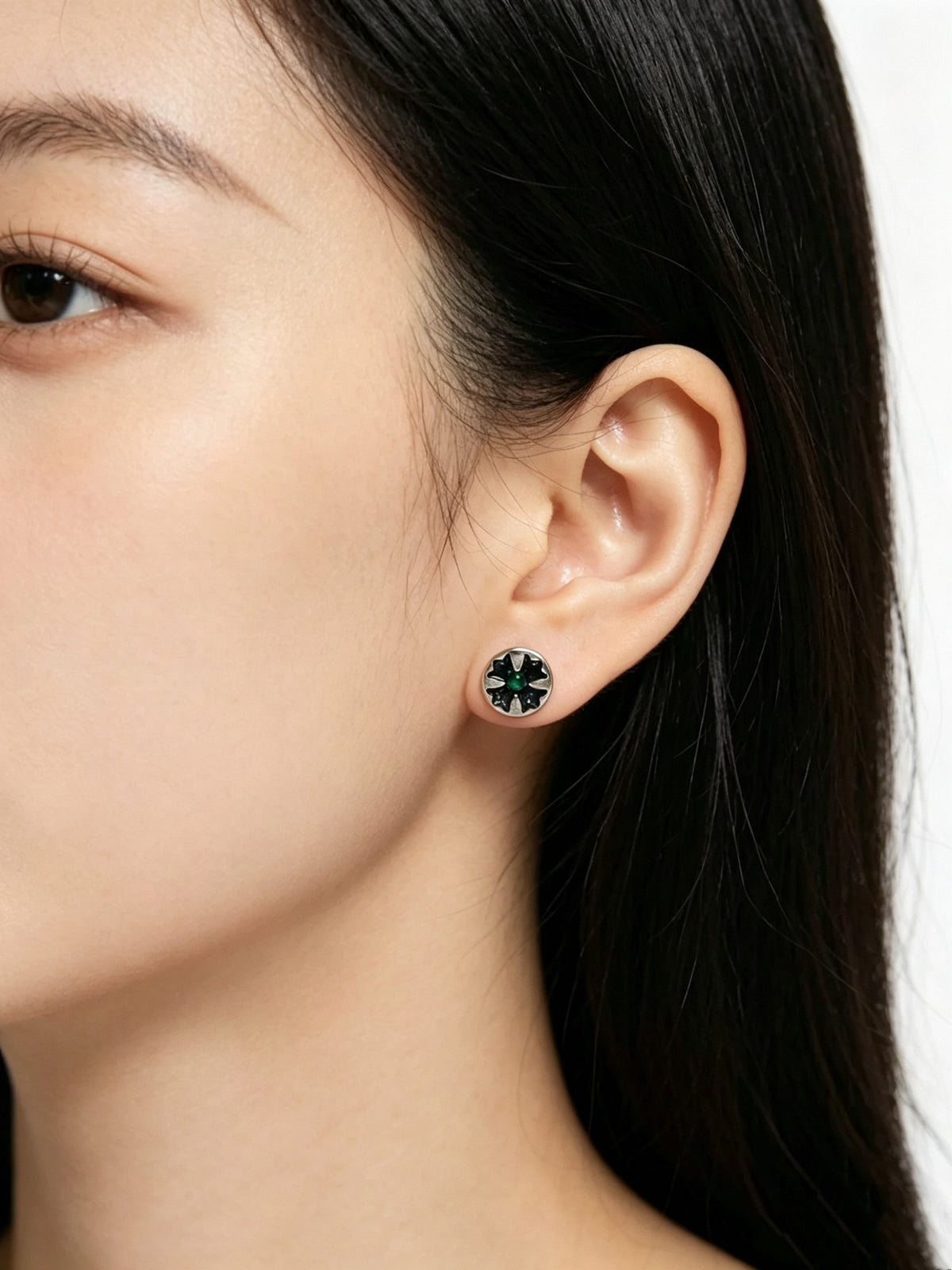 Signature Emblem Statement Earrings in Polished Metal-Tone – Design 022 main product view