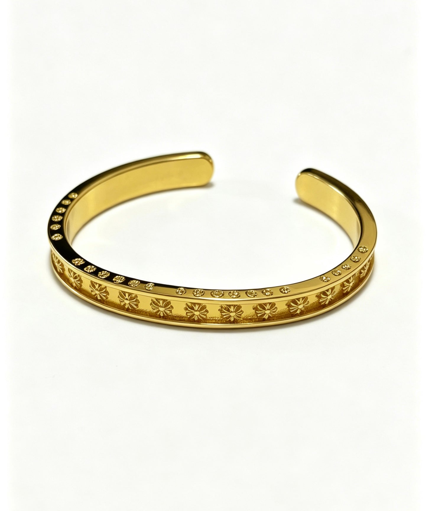 Signature Emblem Bangle in Polished Metal-Tone – Design 011 detail view