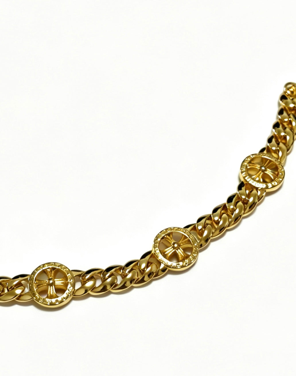 Signature Emblem Bracelet in Polished Metal-Tone – Design 020 front product view