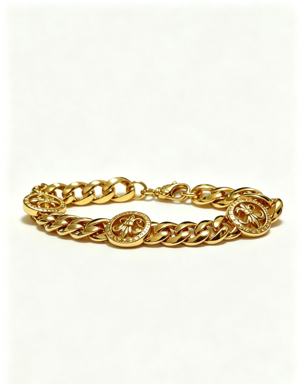 Cross Cuban-Link Bracelet in Antique Silver-Tone – Cuban Link – Design 15 front product view