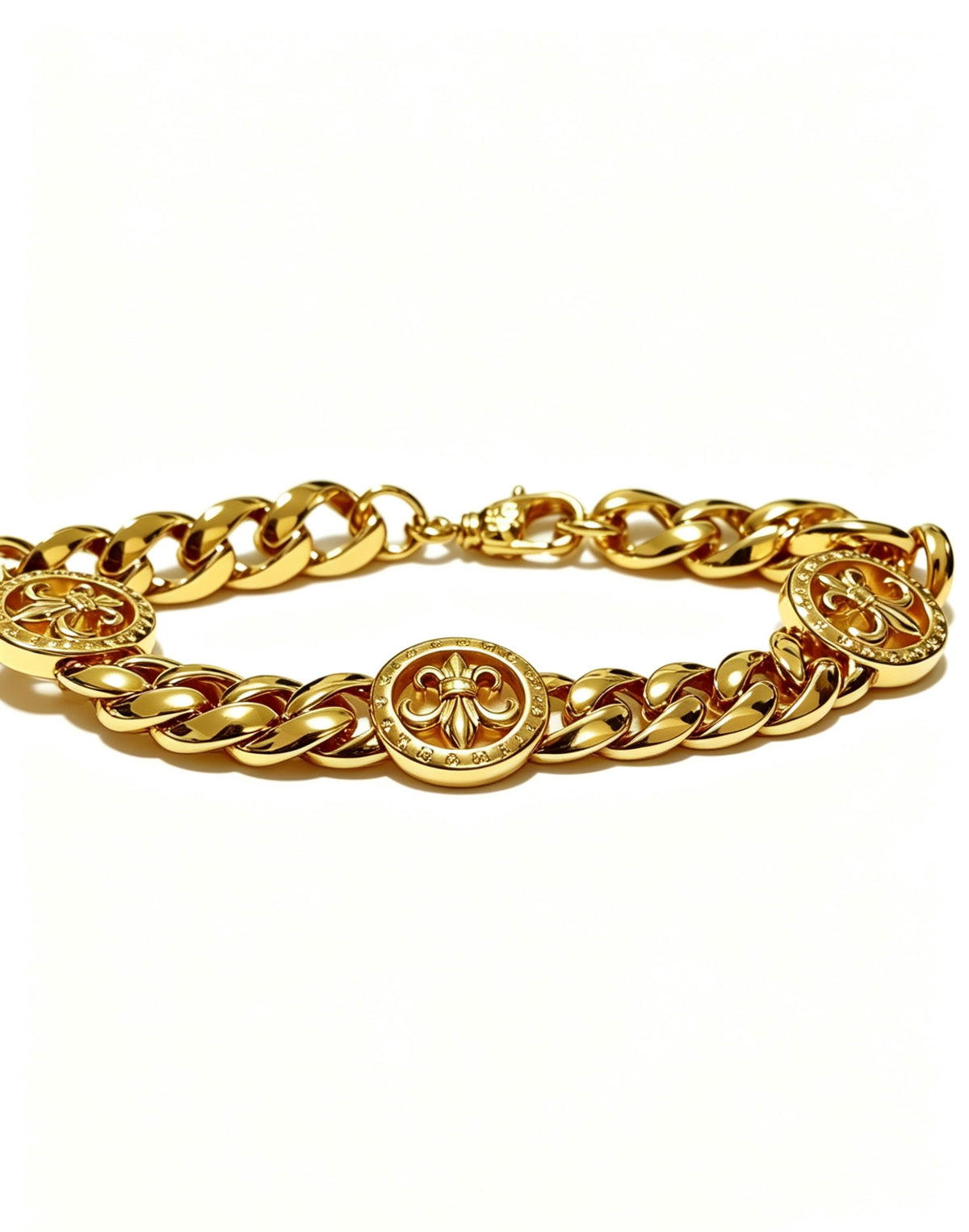 Cross Cuban-Link Bracelet in Antique Silver-Tone – Cuban Link – Design 15 styled product view