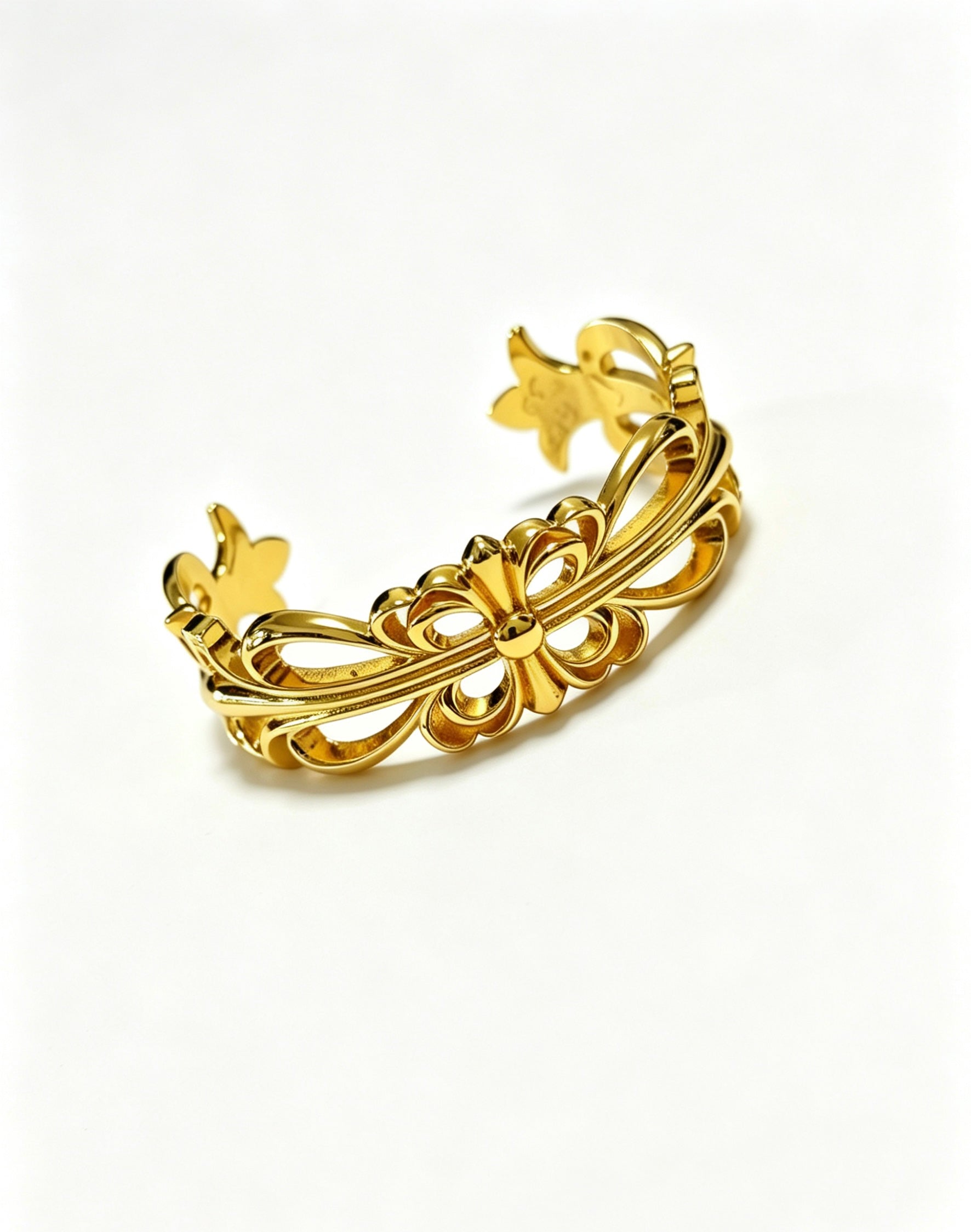 Signature Emblem Bangle in Polished Metal-Tone – Design 010 front product view