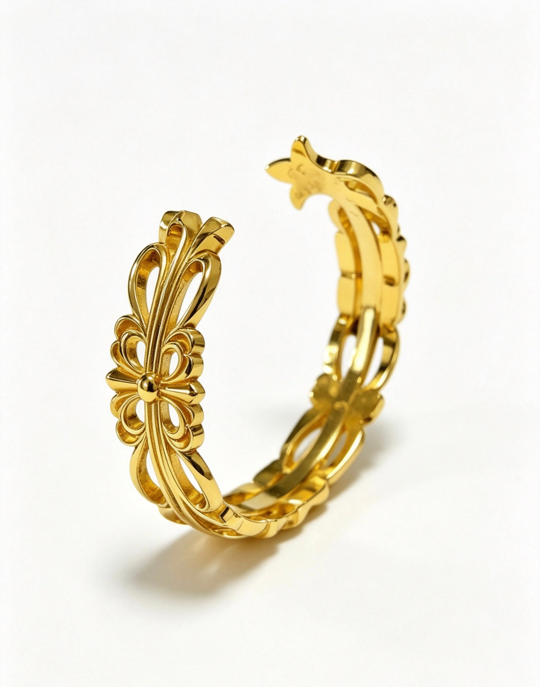Signature Emblem Bangle in Polished Metal-Tone – Design 010 detail view