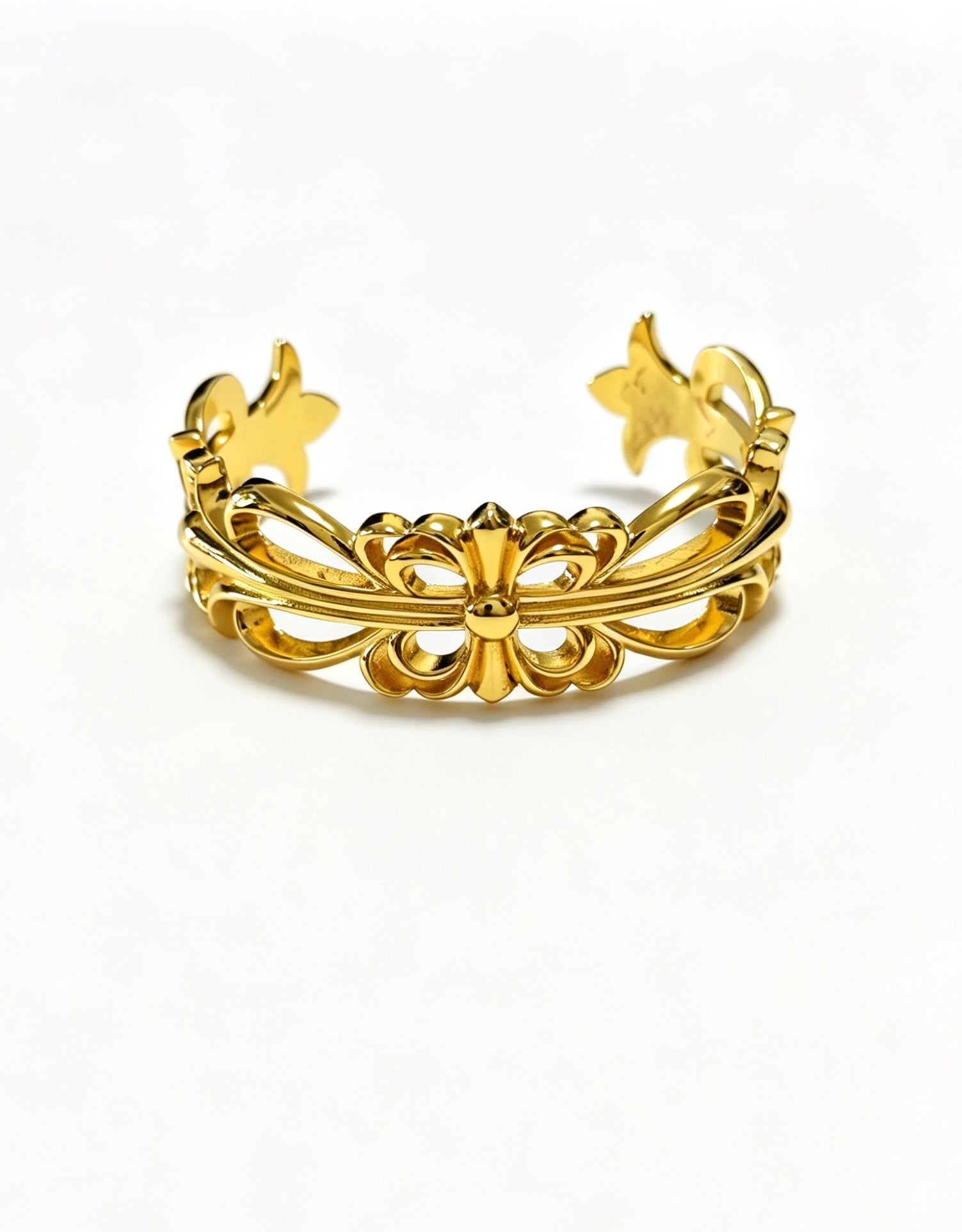 Signature Emblem Bangle in Polished Metal-Tone – Design 010 side detail