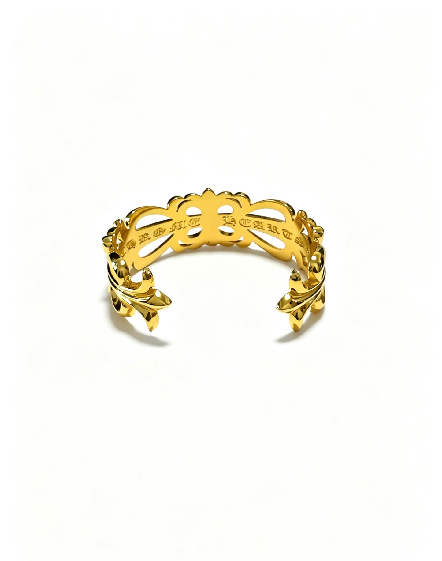 Signature Emblem Bangle in Polished Metal-Tone – Design 010 close-up detail