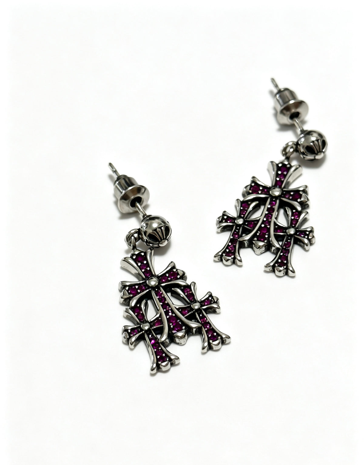 Cross Statement Earrings in Metal-Tone – Design 11 front product view