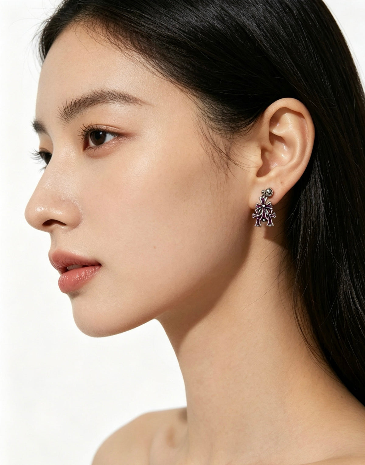 Cross Statement Earrings in Metal-Tone – Design 11 detail view